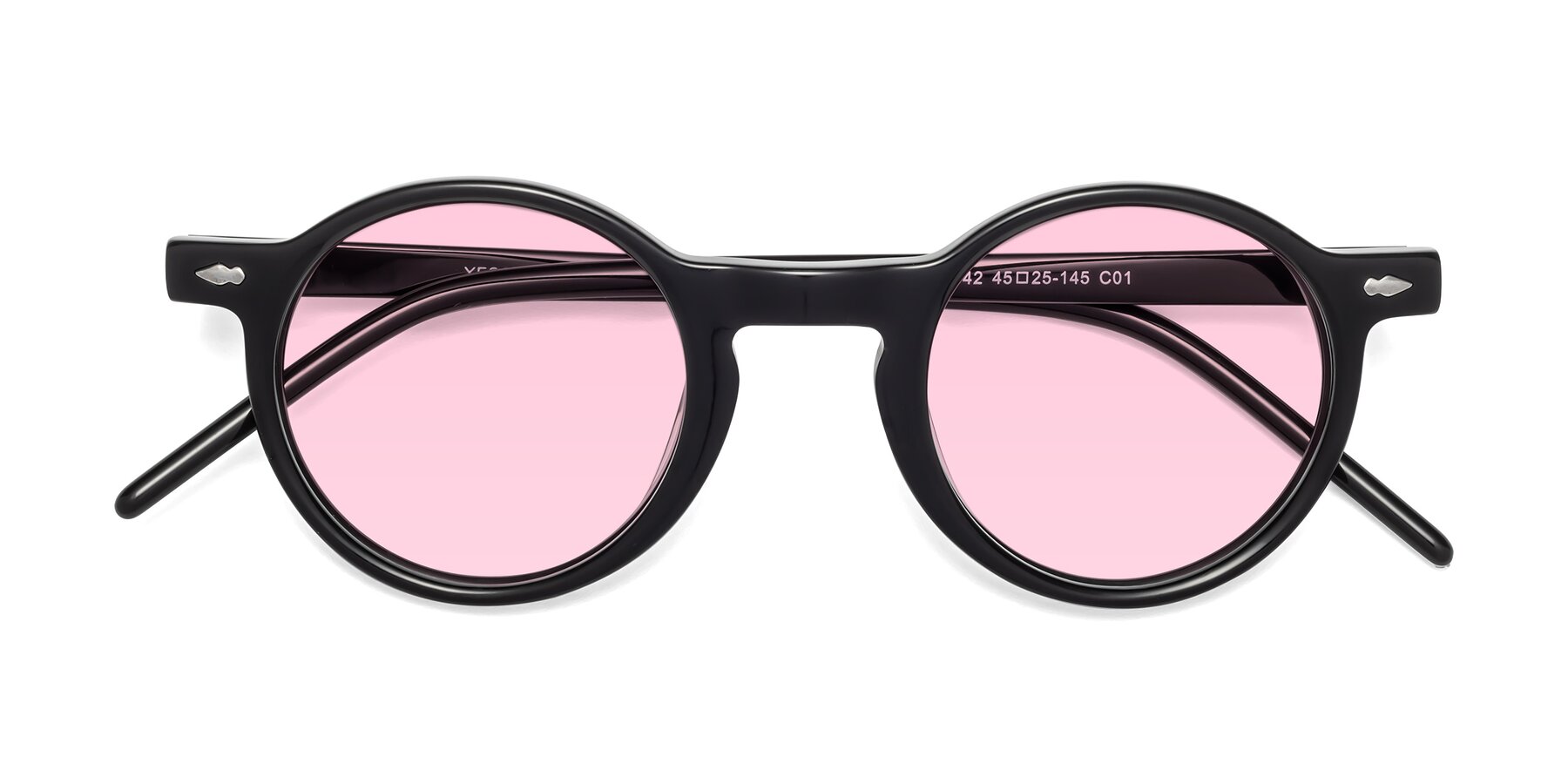Folded Front of 1542 in Black with Light Pink Tinted Lenses