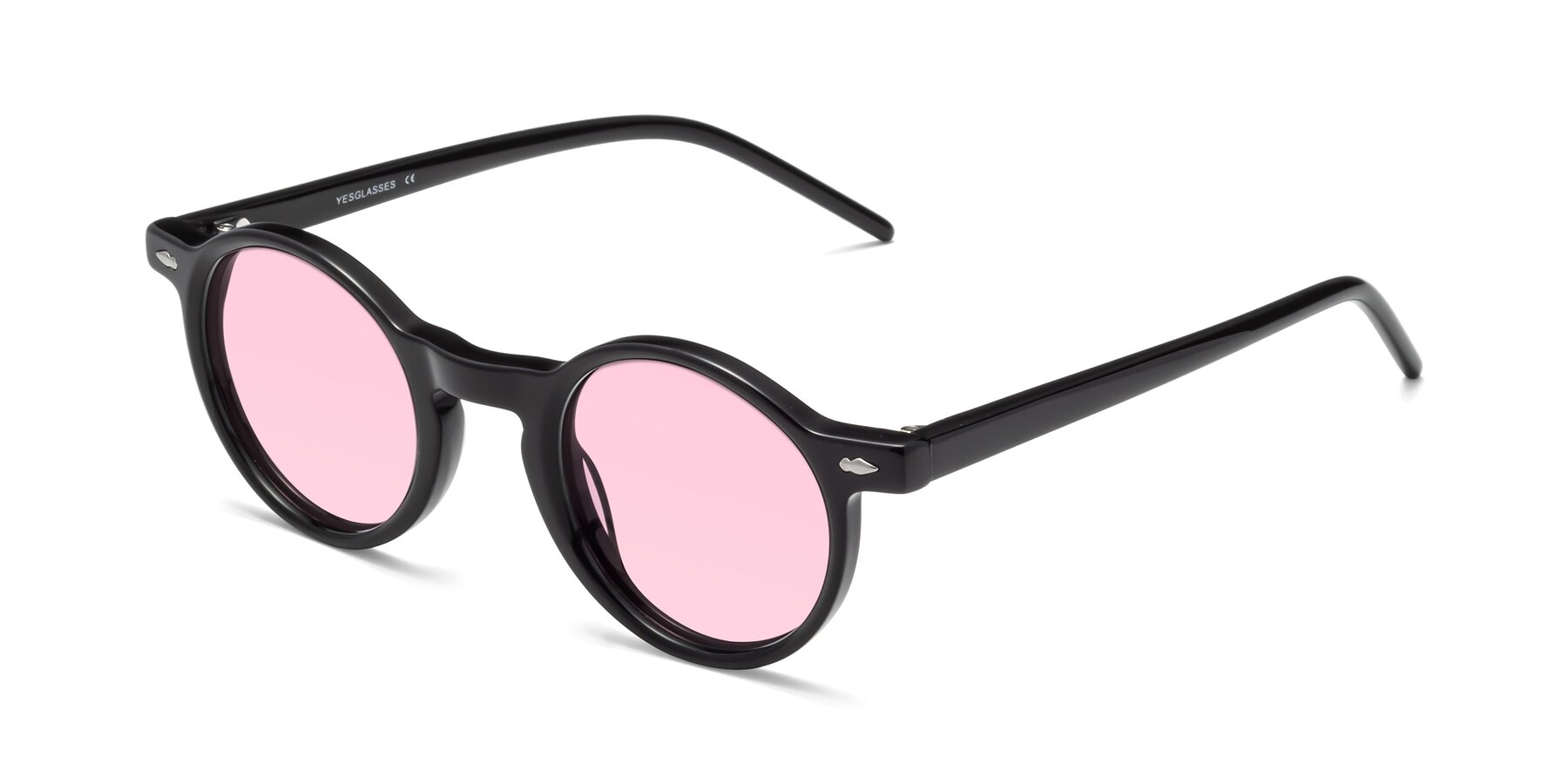 Angle of 1542 in Black with Light Pink Tinted Lenses