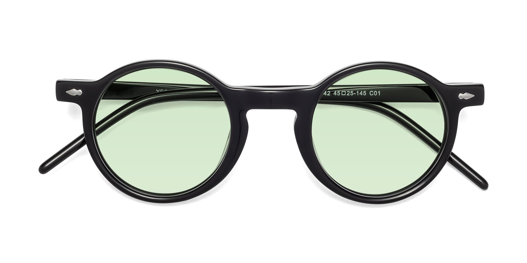 Folded Front of 1542 in Black with Light Green Tinted Lenses