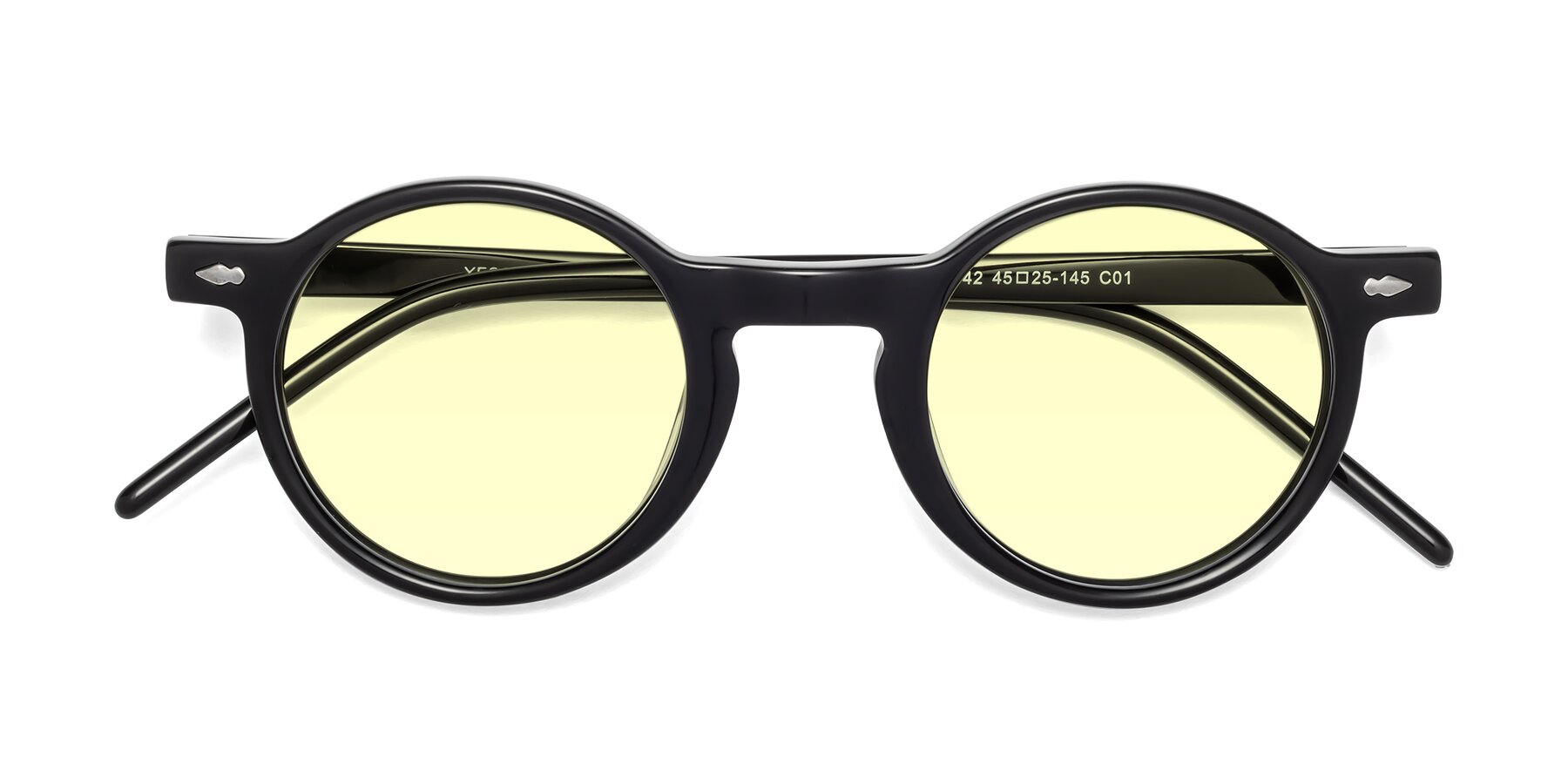 Folded Front of 1542 in Black with Light Yellow Tinted Lenses