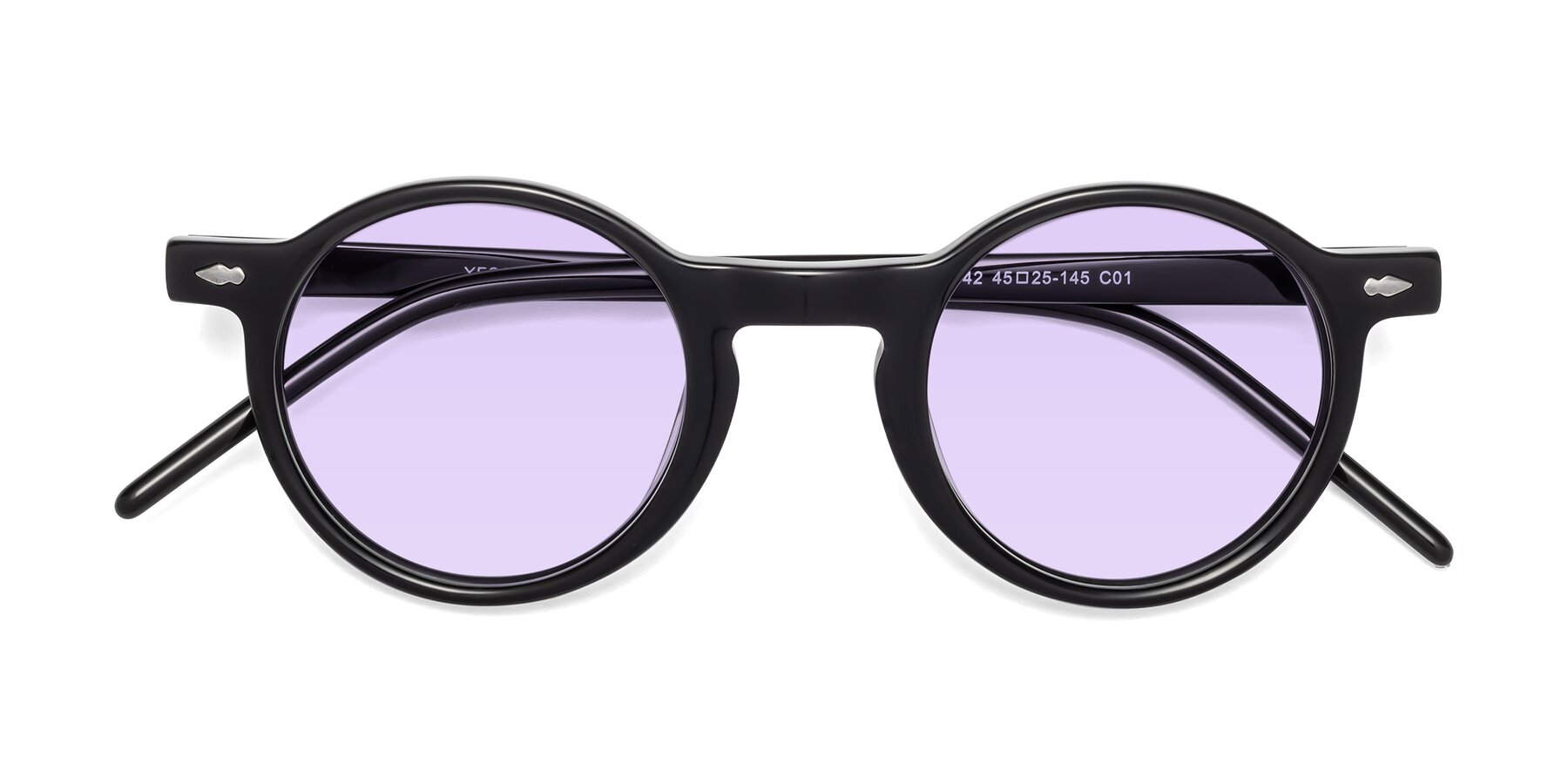 Folded Front of 1542 in Black with Light Purple Tinted Lenses