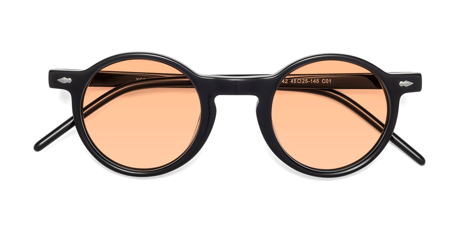 Folded Front of 1542 in Black with Light Orange Tinted Lenses