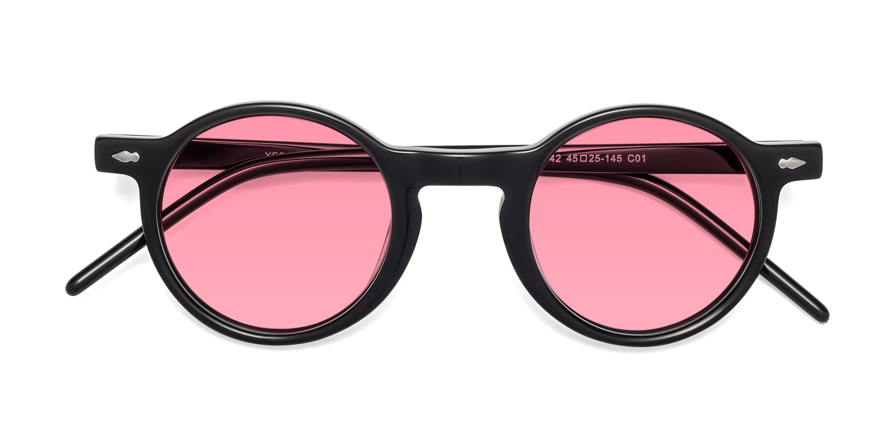 Folded Front of 1542 in Black with Pink Tinted Lenses
