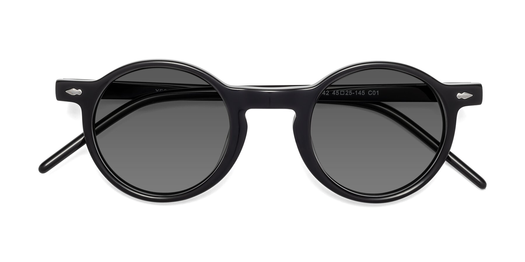 Folded Front of 1542 in Black with Medium Gray Tinted Lenses
