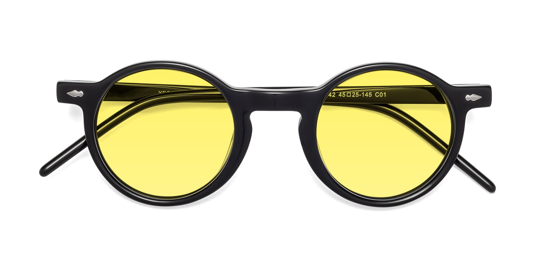 Folded Front of 1542 in Black with Medium Yellow Tinted Lenses
