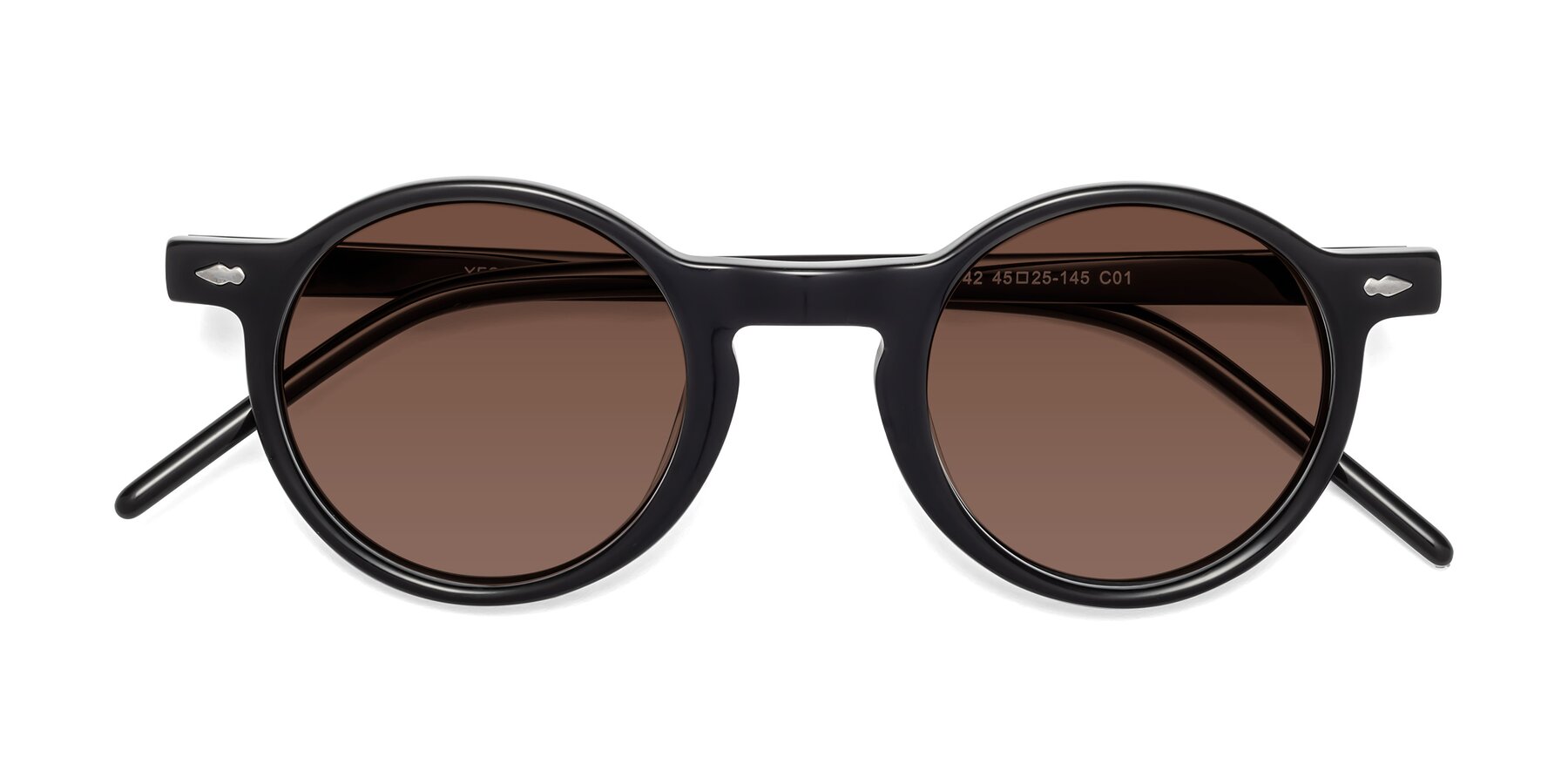 Folded Front of 1542 in Black with Brown Tinted Lenses