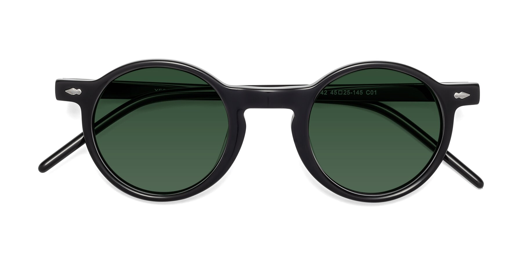 Folded Front of 1542 in Black with Green Tinted Lenses