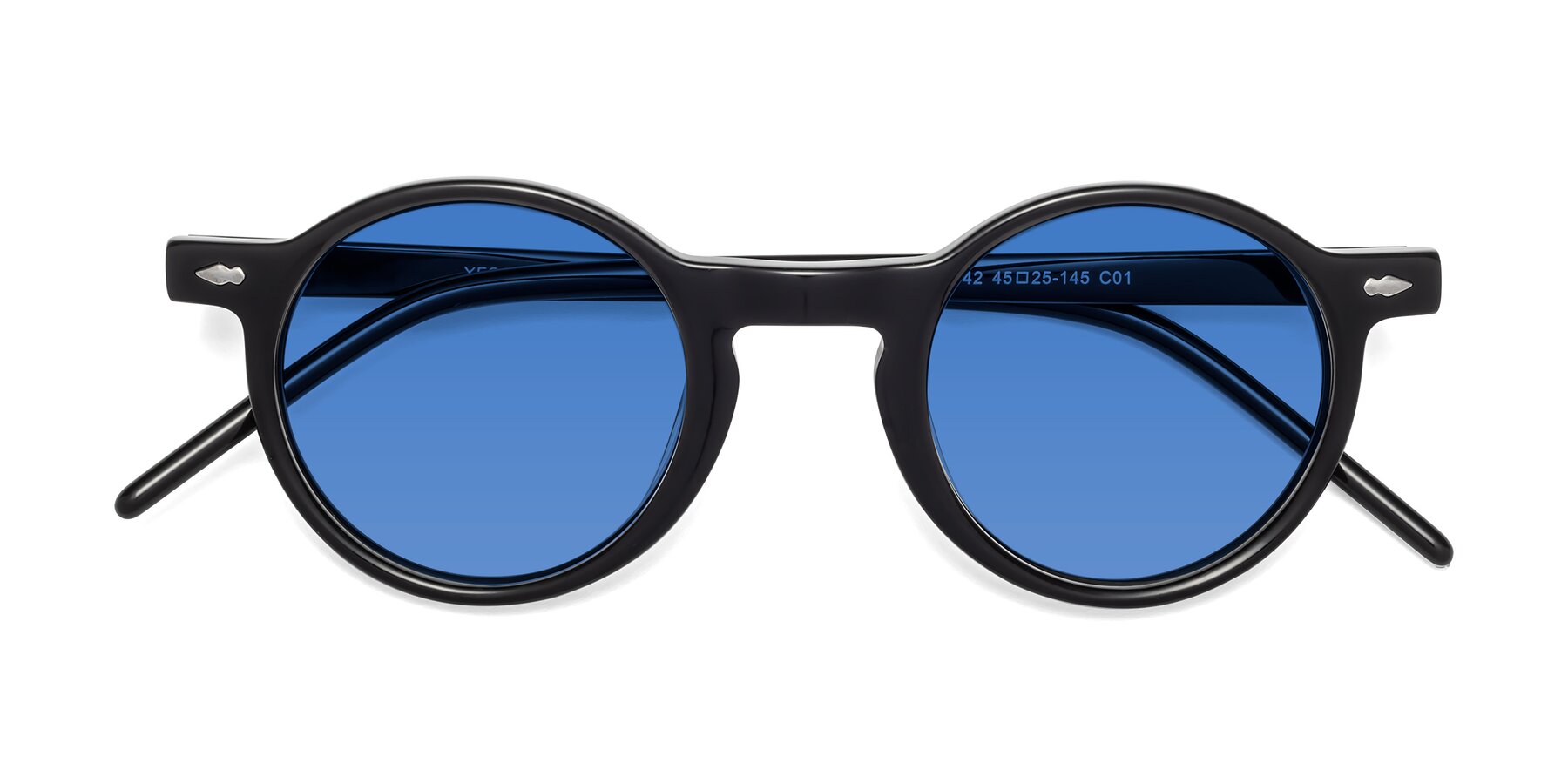 Folded Front of 1542 in Black with Blue Tinted Lenses