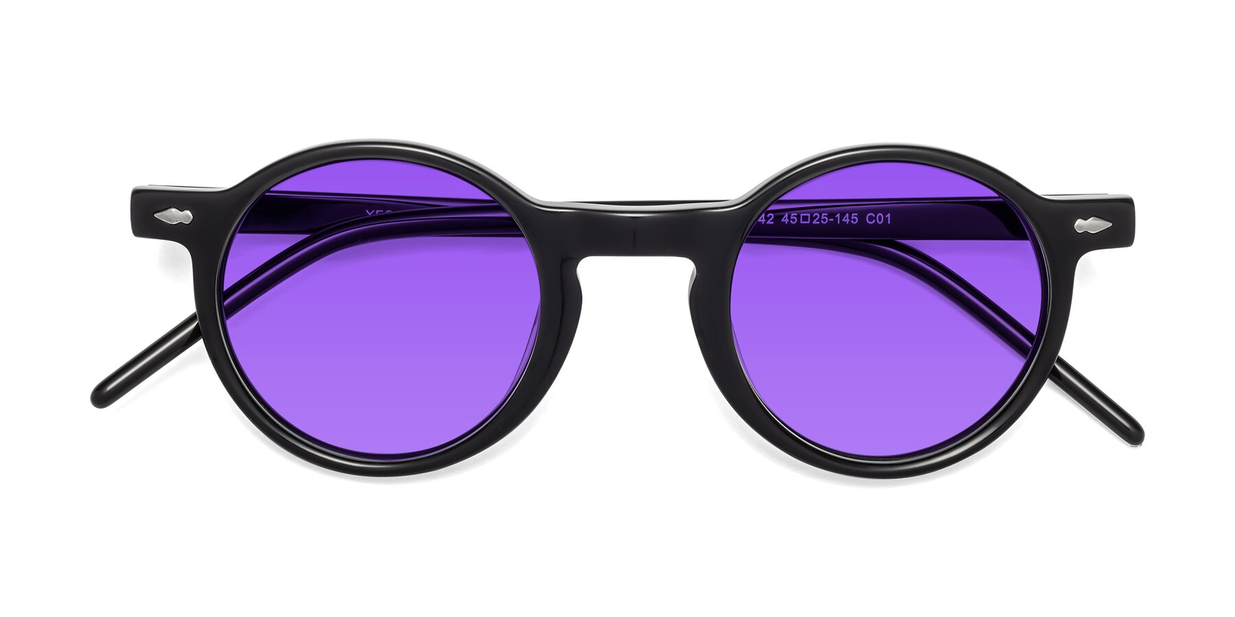 Folded Front of 1542 in Black with Purple Tinted Lenses