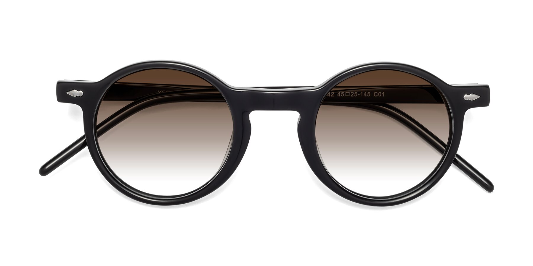 Folded Front of 1542 in Black with Brown Gradient Lenses
