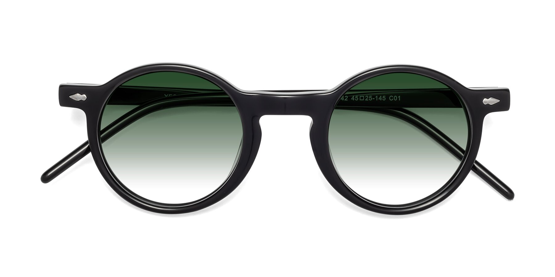Folded Front of 1542 in Black with Green Gradient Lenses
