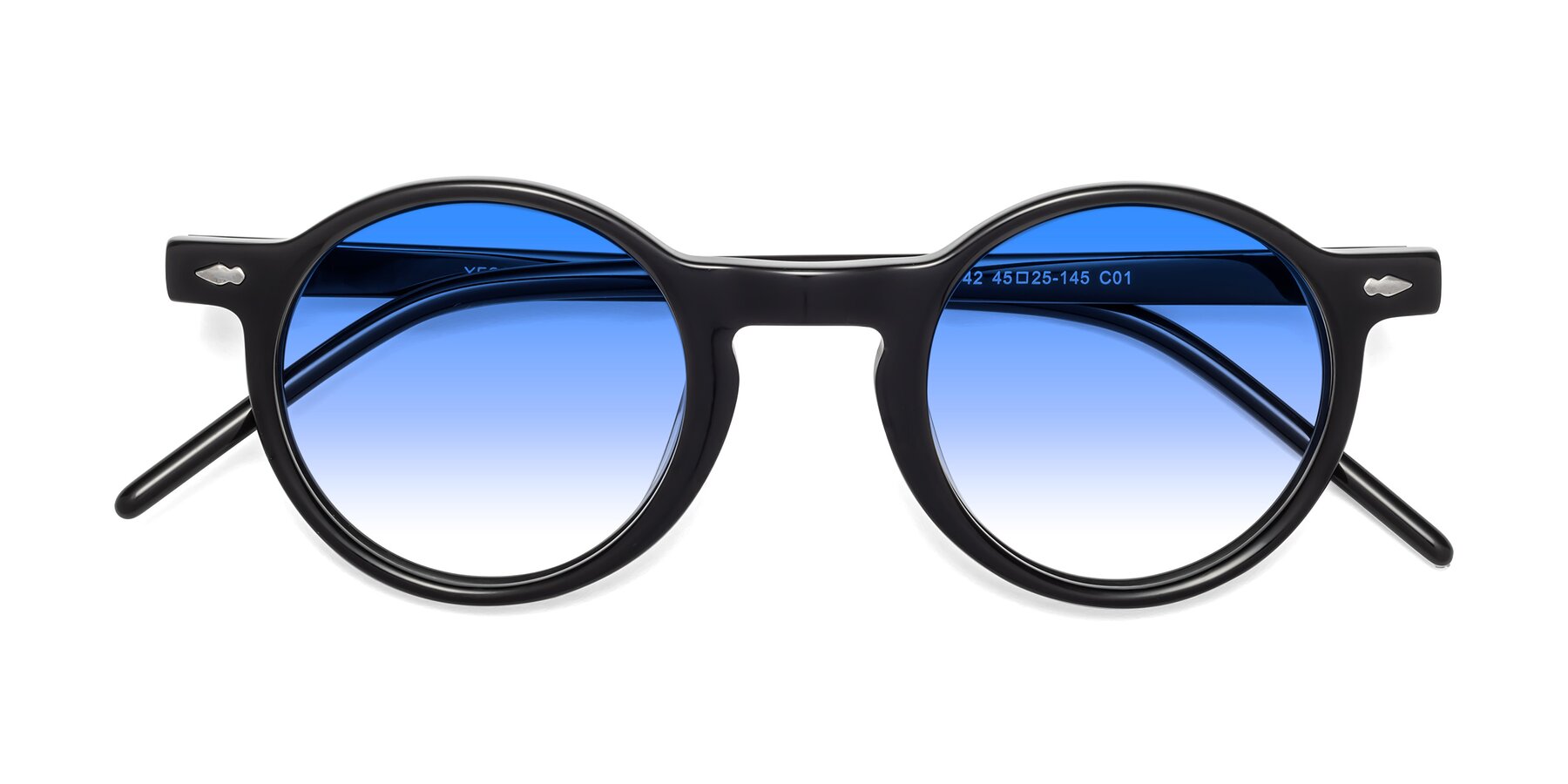 Folded Front of 1542 in Black with Blue Gradient Lenses