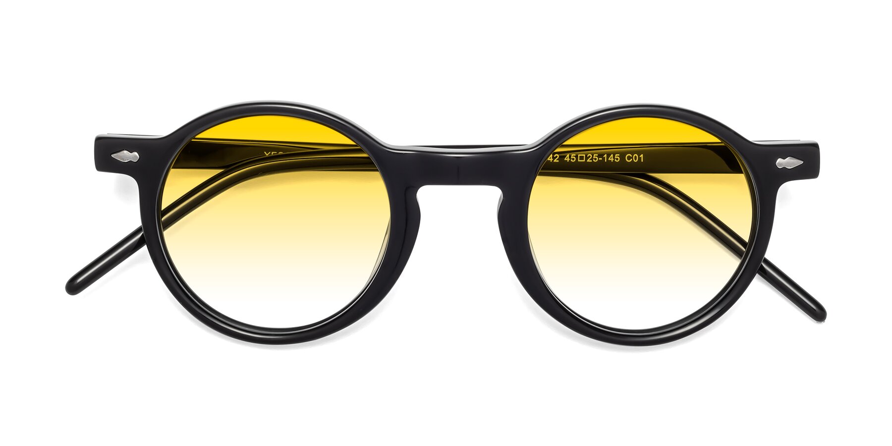 Folded Front of Marga in Black with Yellow Gradient Lenses