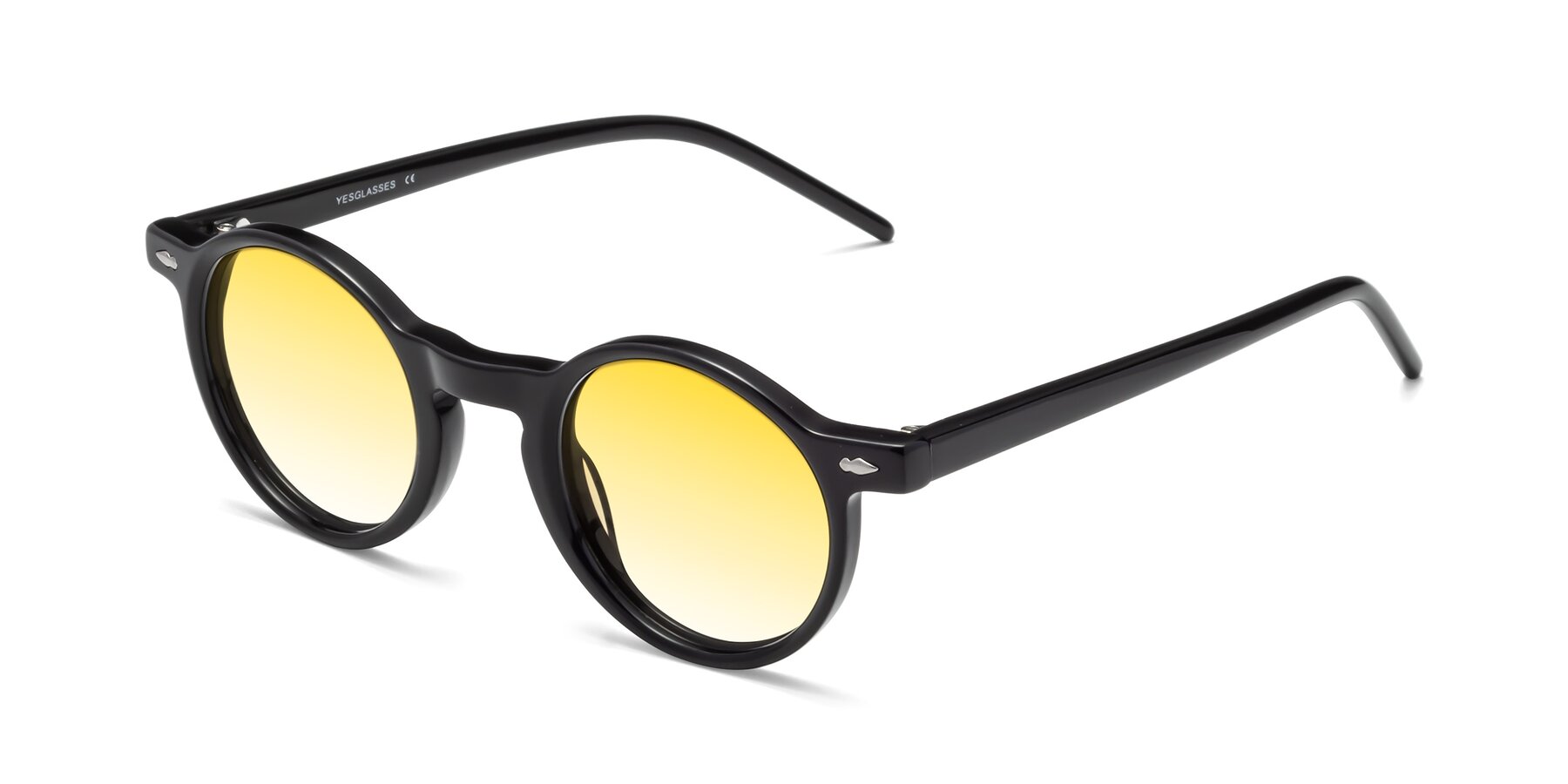 Angle of Marga in Black with Yellow Gradient Lenses