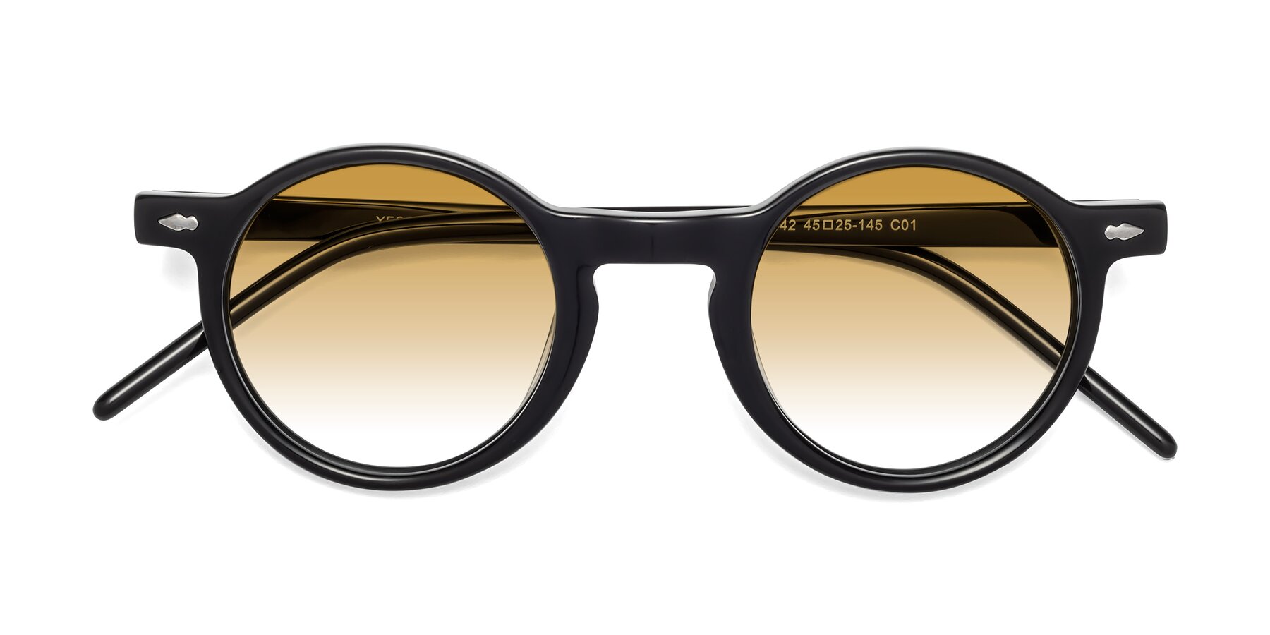 Folded Front of 1542 in Black with Champagne Gradient Lenses