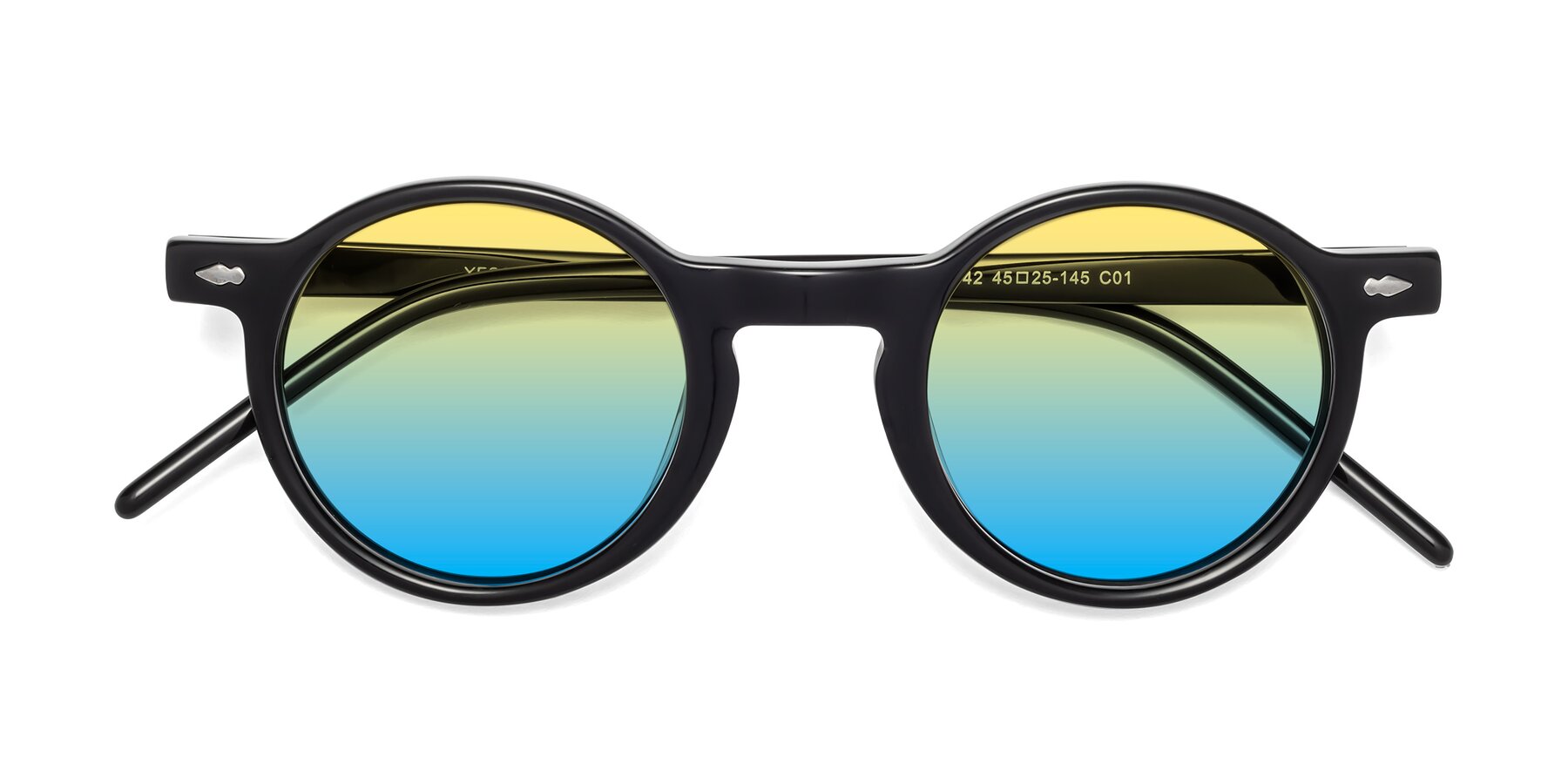 Folded Front of 1542 in Black with Yellow / Blue Gradient Lenses