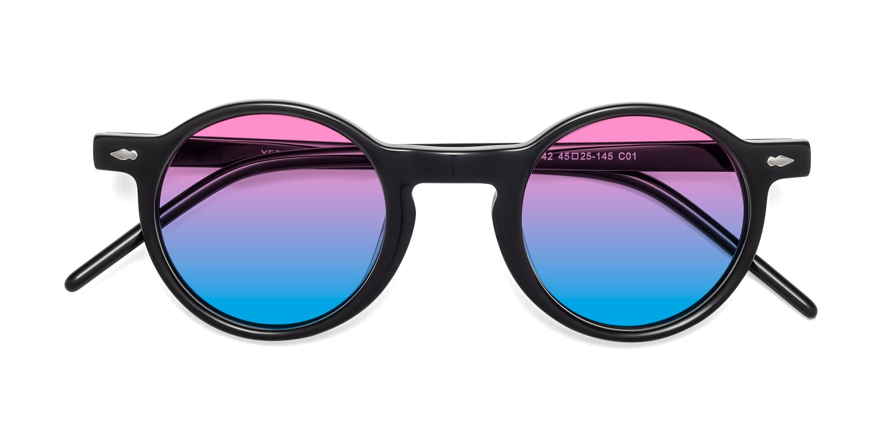 Folded Front of 1542 in Black with Pink / Blue Gradient Lenses