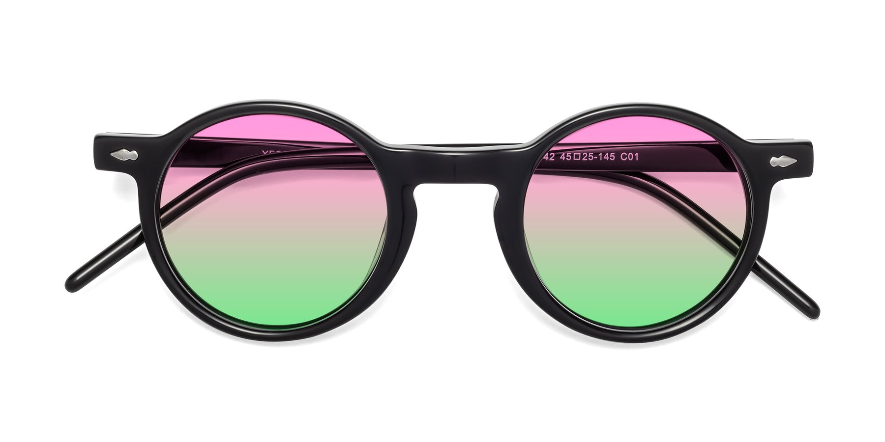 Folded Front of 1542 in Black with Pink / Green Gradient Lenses