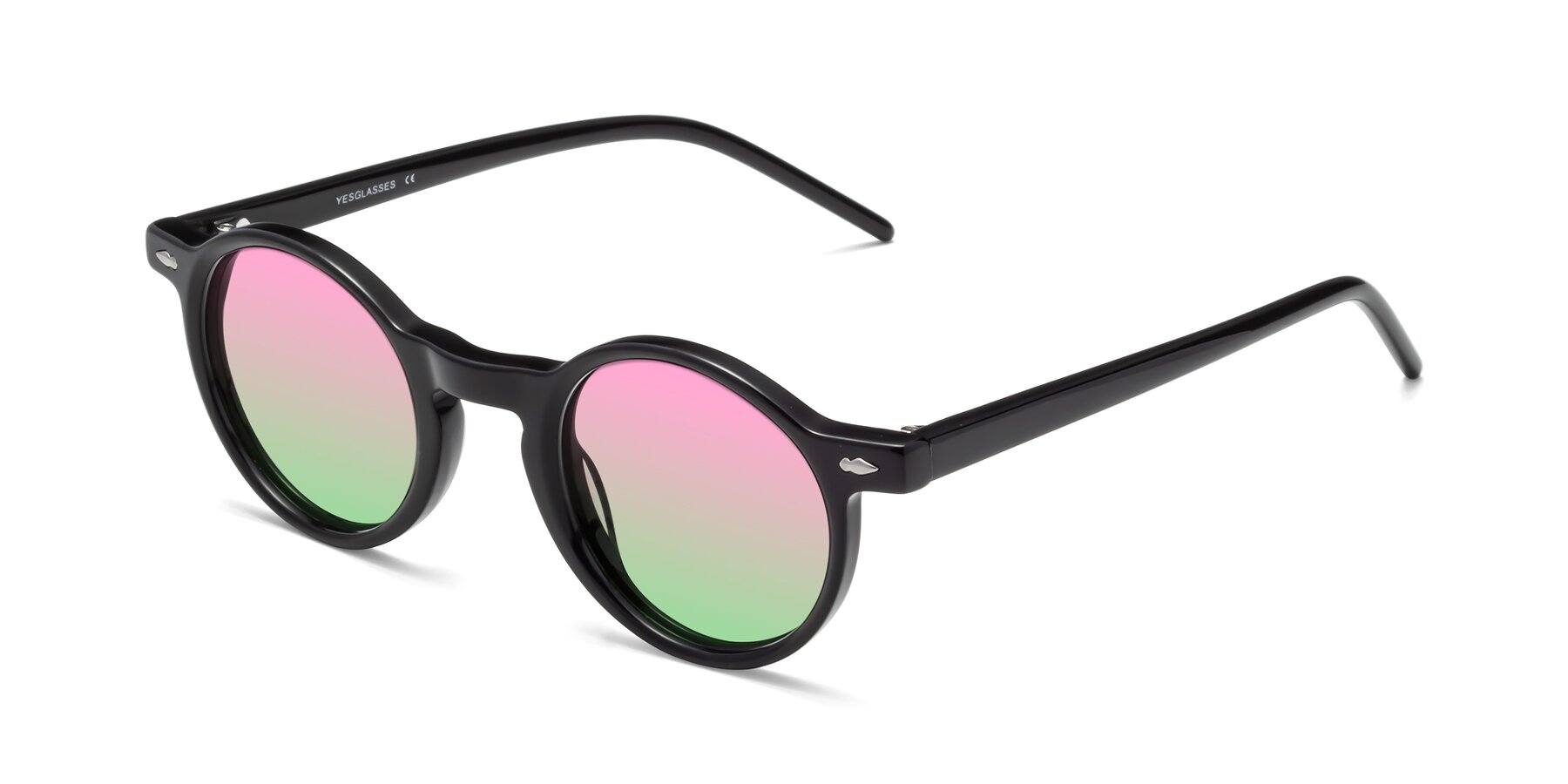 Angle of 1542 in Black with Pink / Green Gradient Lenses