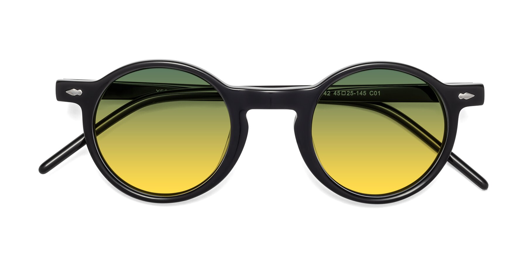 Folded Front of 1542 in Black with Green / Yellow Gradient Lenses