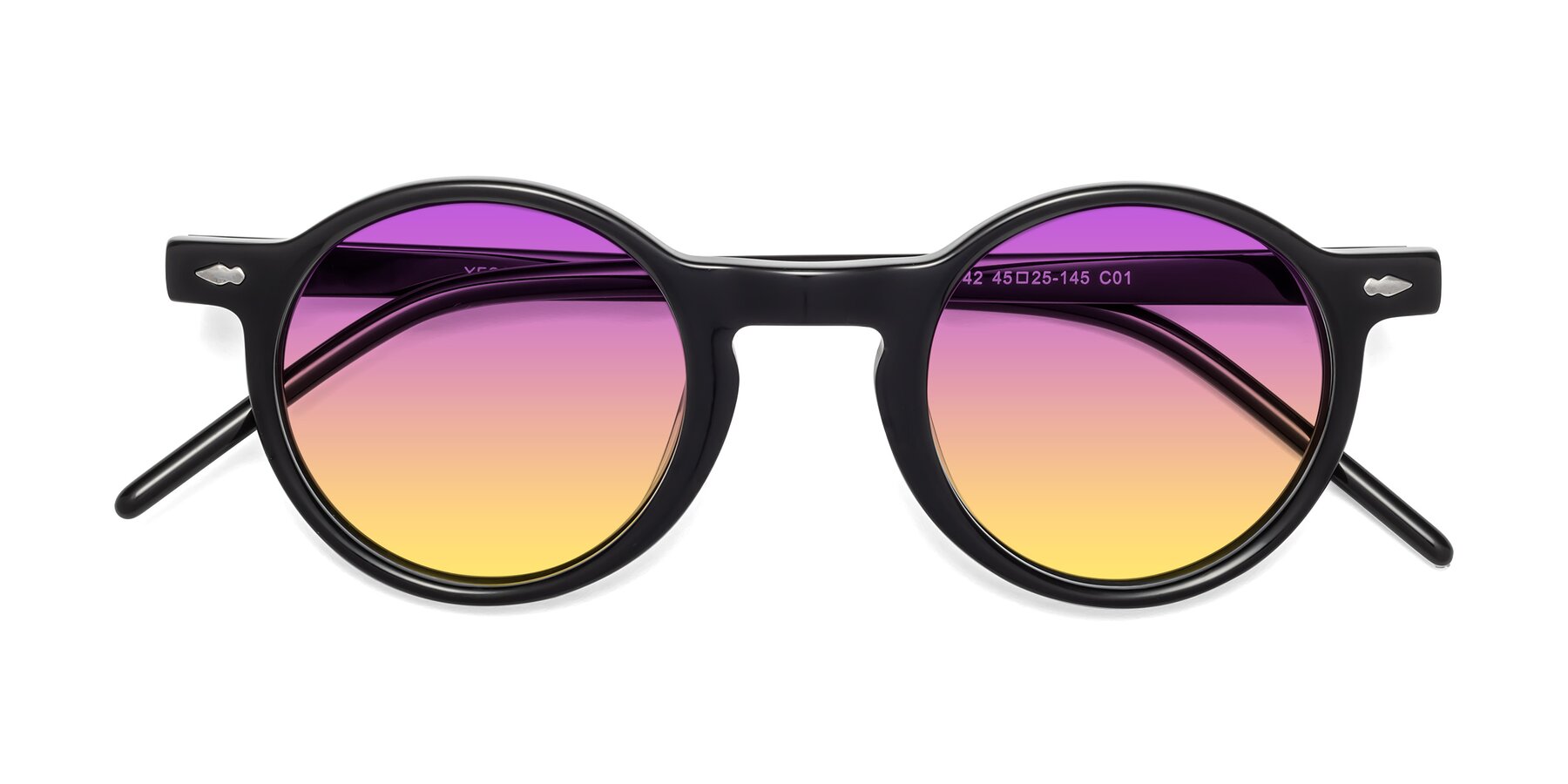 Folded Front of 1542 in Black with Purple / Yellow Gradient Lenses