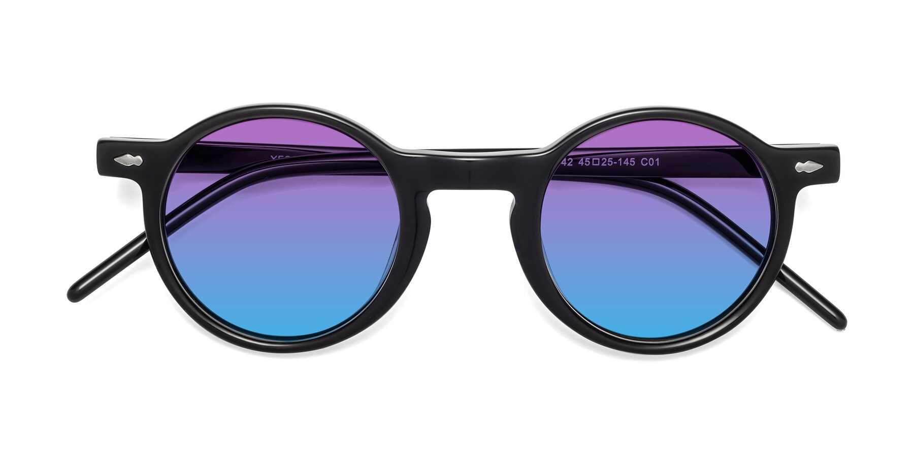 Folded Front of 1542 in Black with Purple / Blue Gradient Lenses