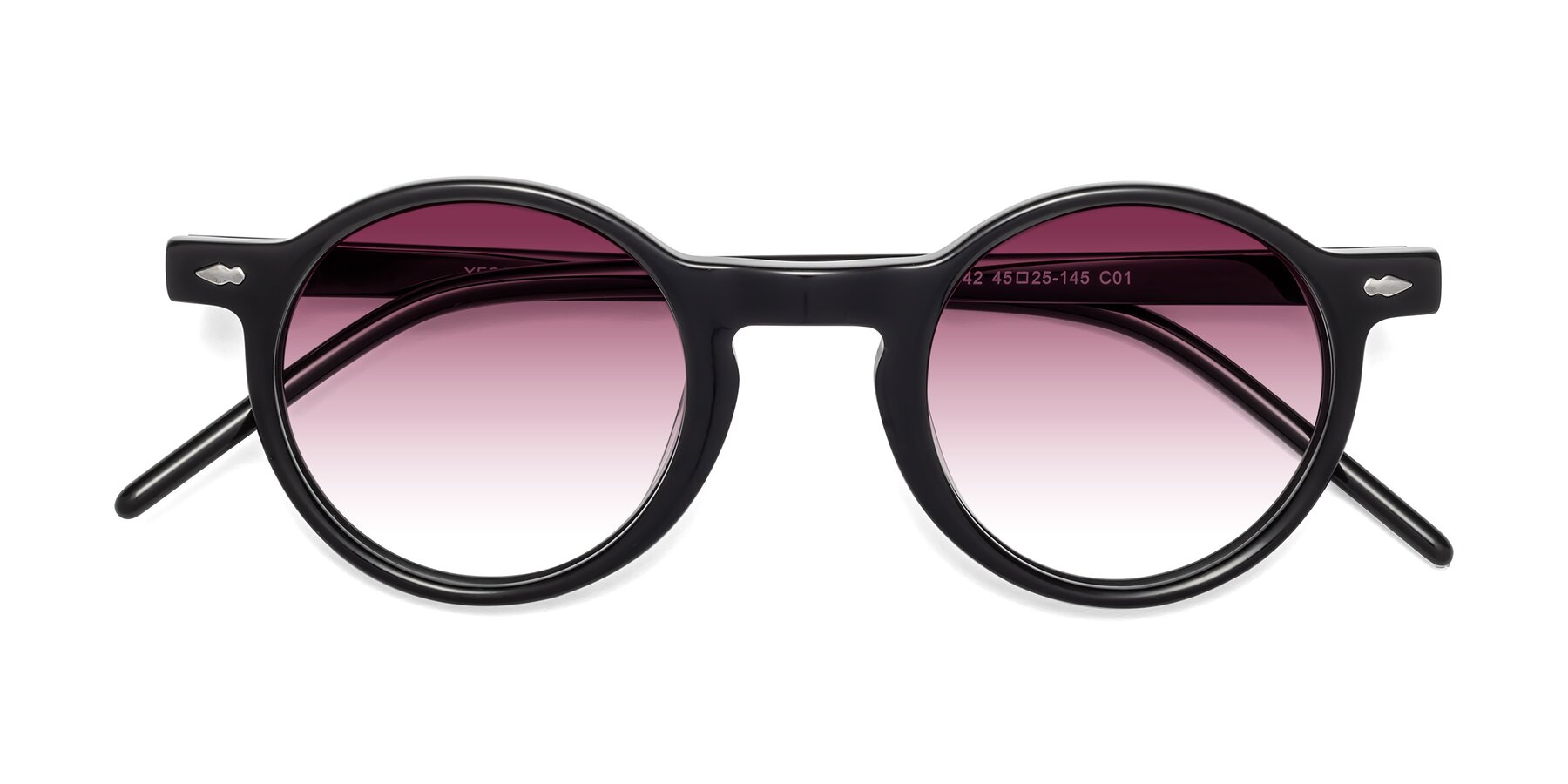 Folded Front of Marga in Black with Wine Gradient Lenses