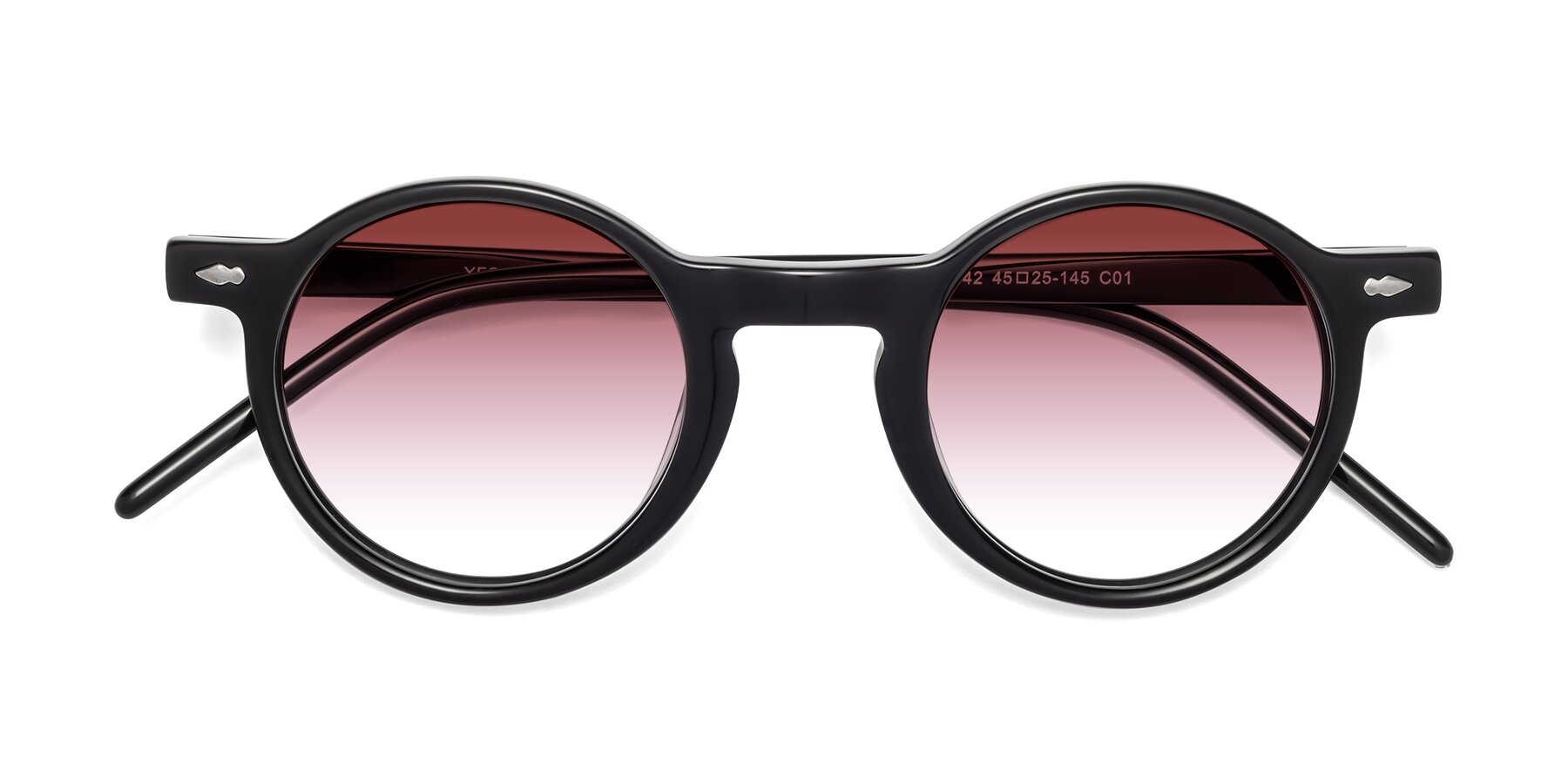 Folded Front of Marga in Black with Garnet Gradient Lenses