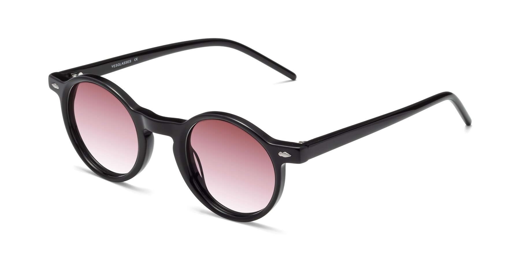 Angle of Marga in Black with Garnet Gradient Lenses