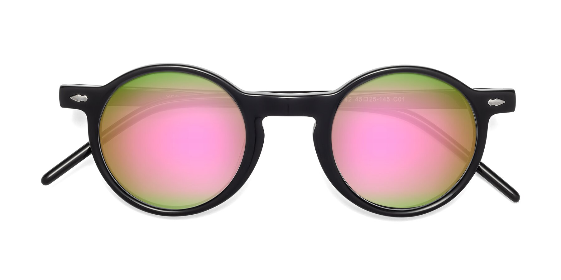 Folded Front of 1542 in Black with Pink Mirrored Lenses