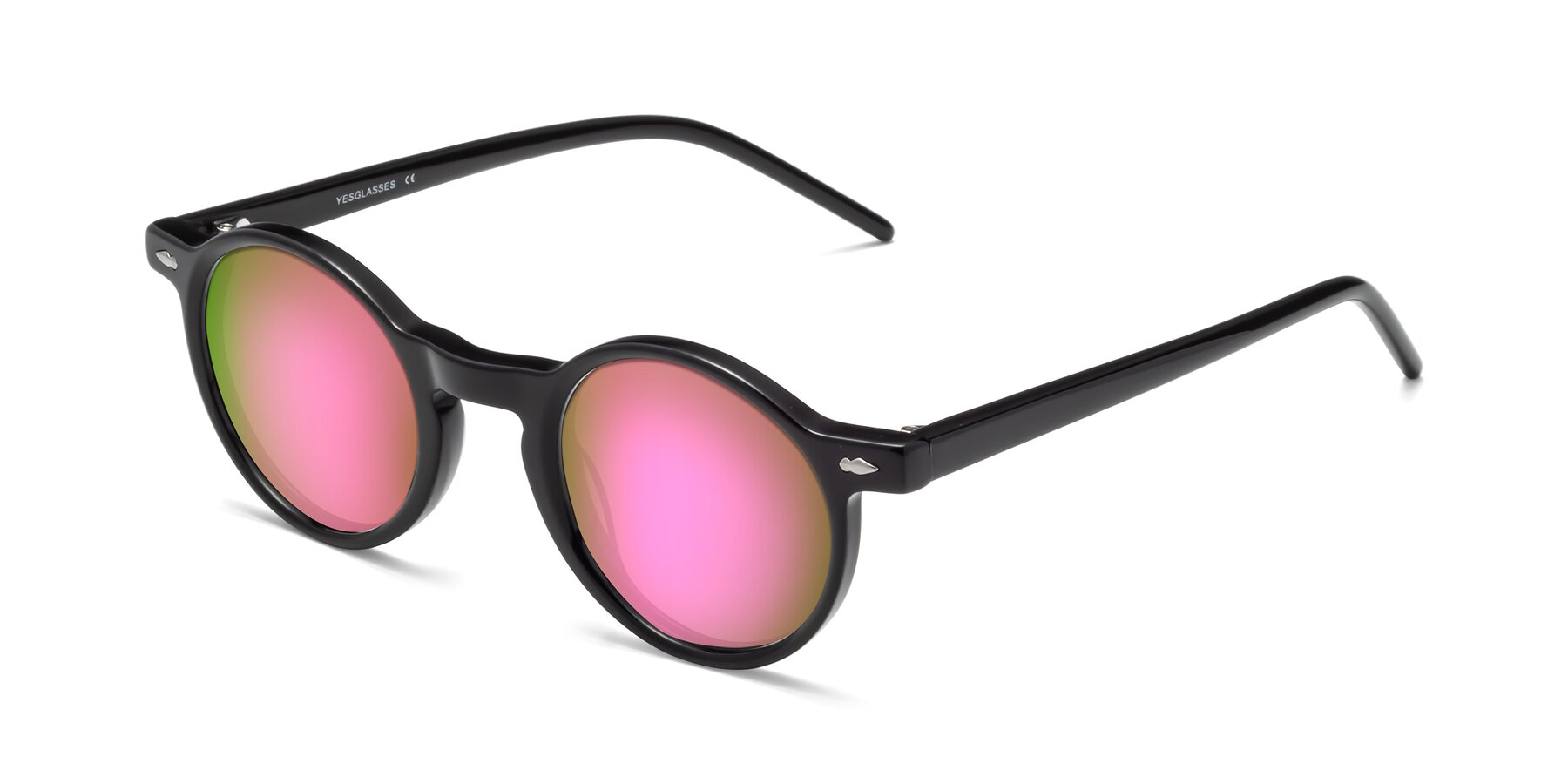 Angle of 1542 in Black with Pink Mirrored Lenses