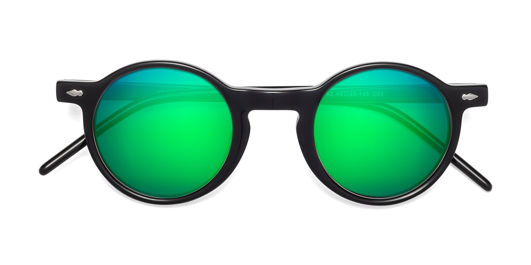 Folded Front of 1542 in Black with Green Mirrored Lenses