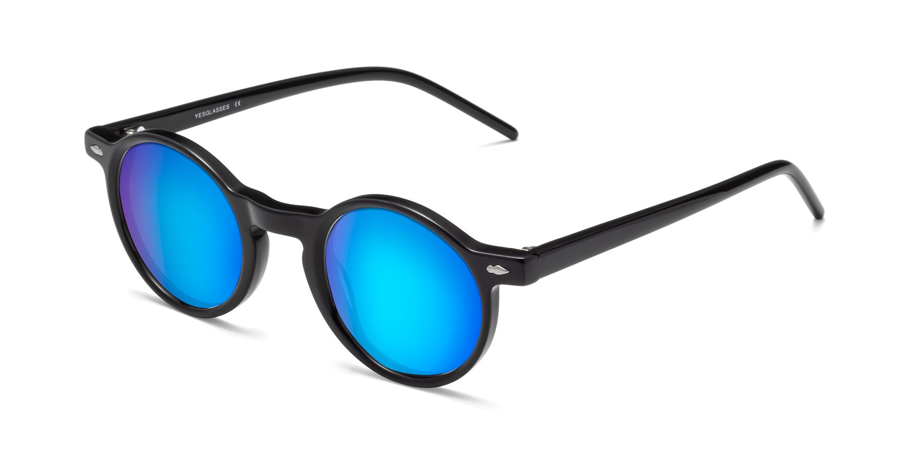 Angle of 1542 in Black with Blue Mirrored Lenses
