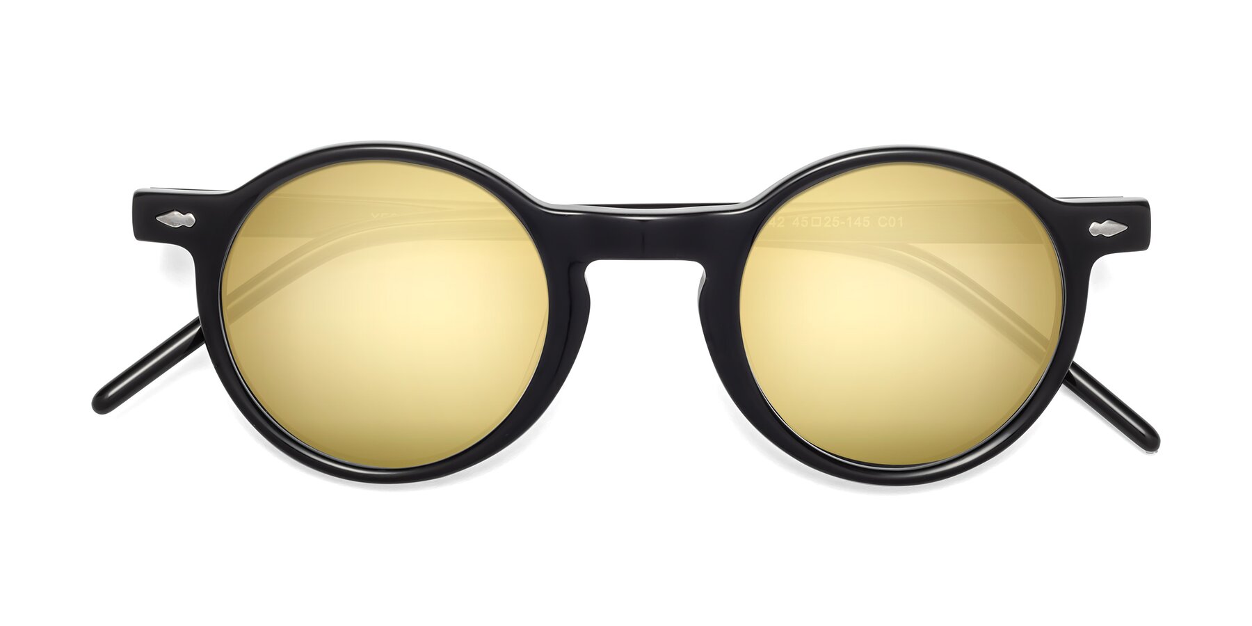 Folded Front of 1542 in Black with Gold Mirrored Lenses