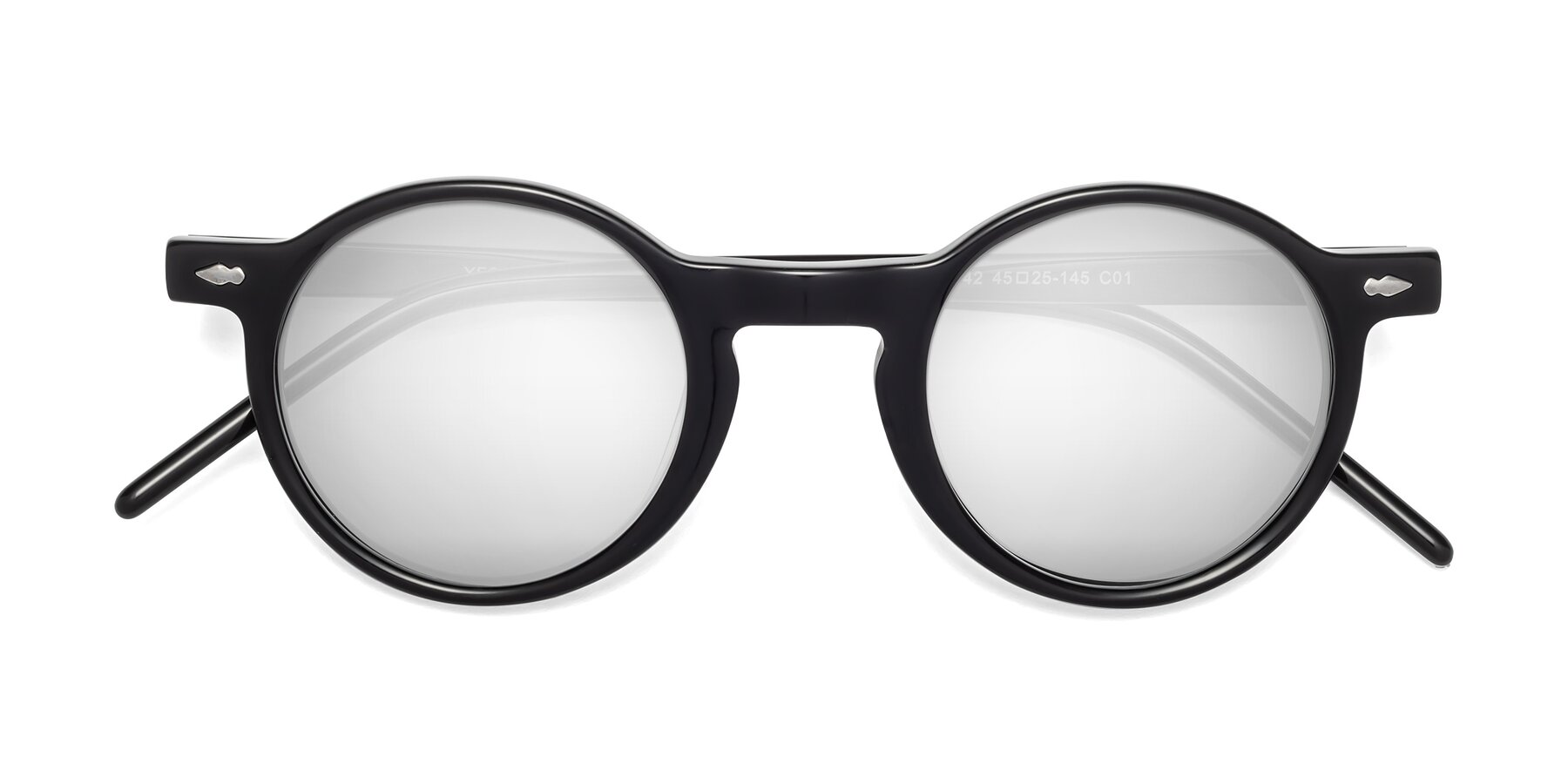 Folded Front of 1542 in Black with Silver Mirrored Lenses