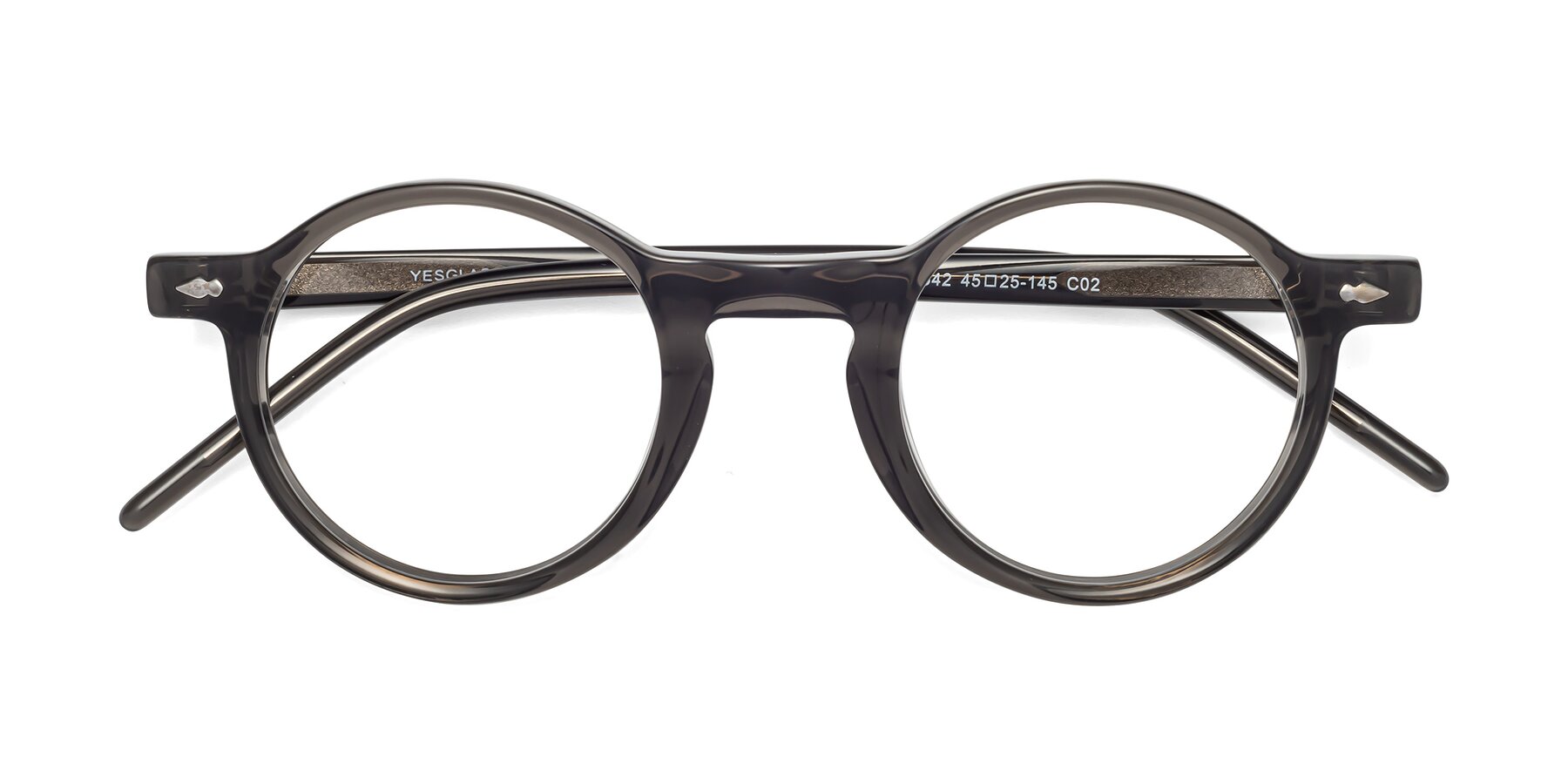 Folded Front of 1542 in Gray with Clear Eyeglass Lenses