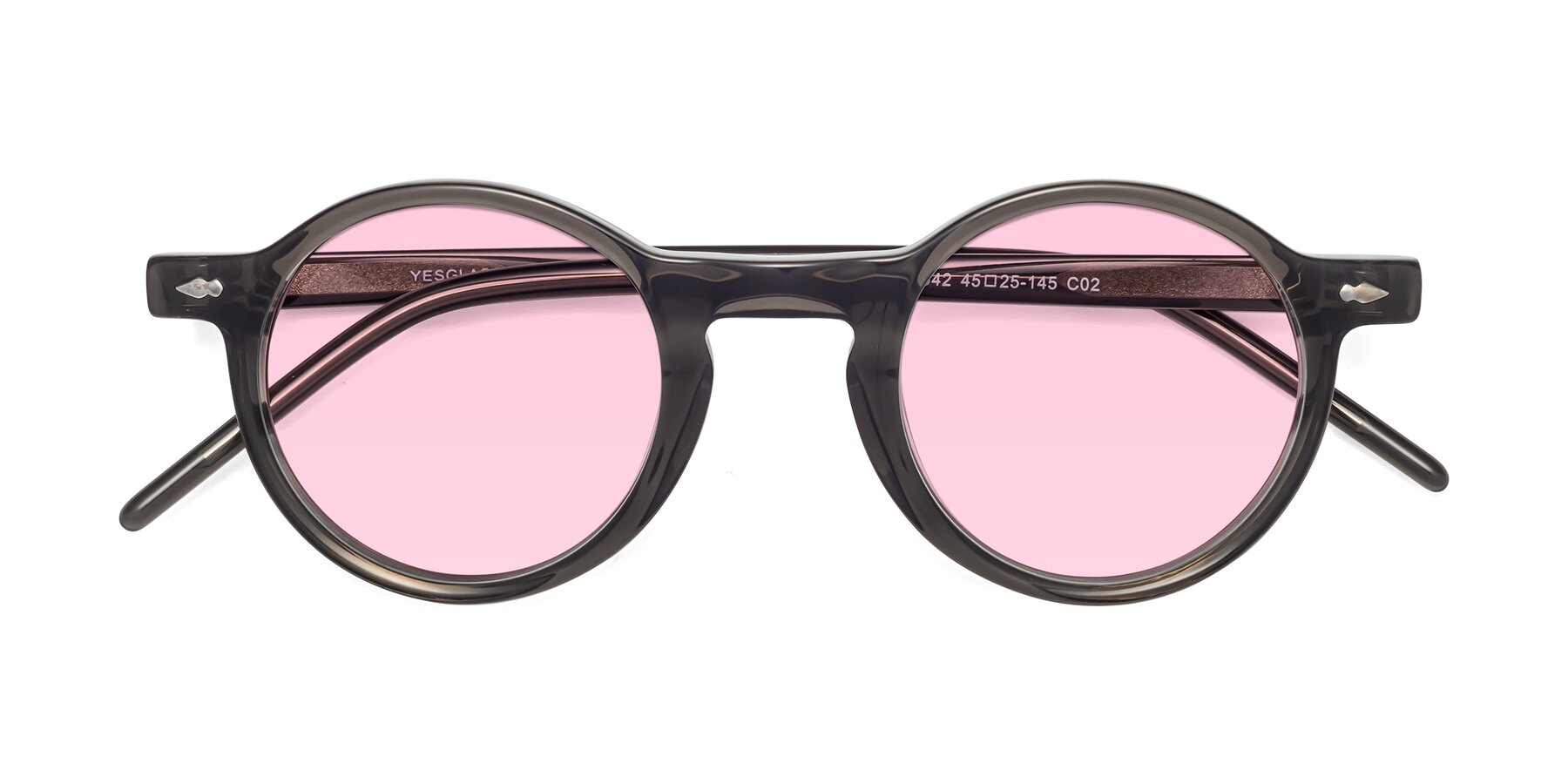 Folded Front of 1542 in Gray with Light Pink Tinted Lenses