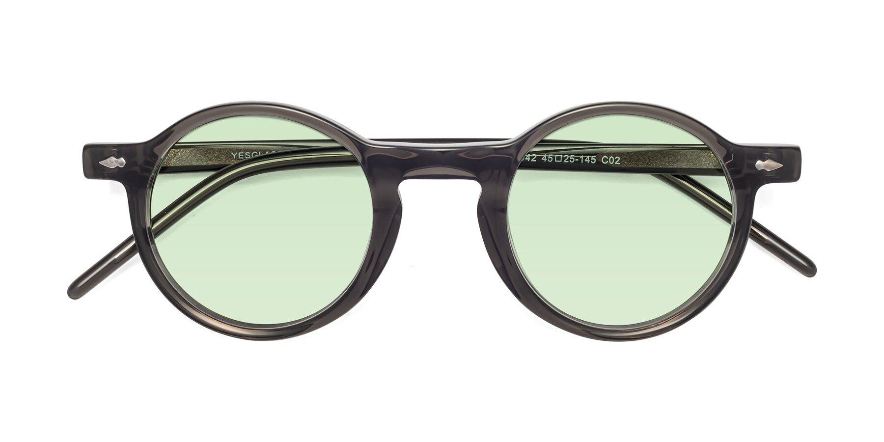 Folded Front of 1542 in Gray with Light Green Tinted Lenses