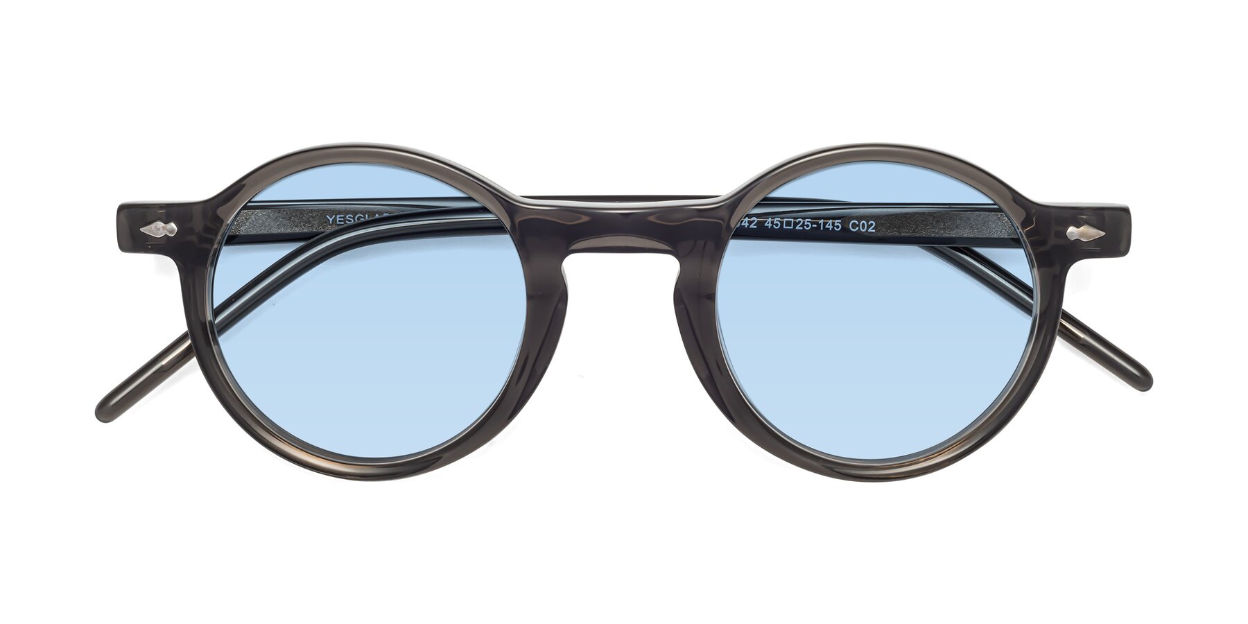 Folded Front of 1542 in Gray with Light Blue Tinted Lenses