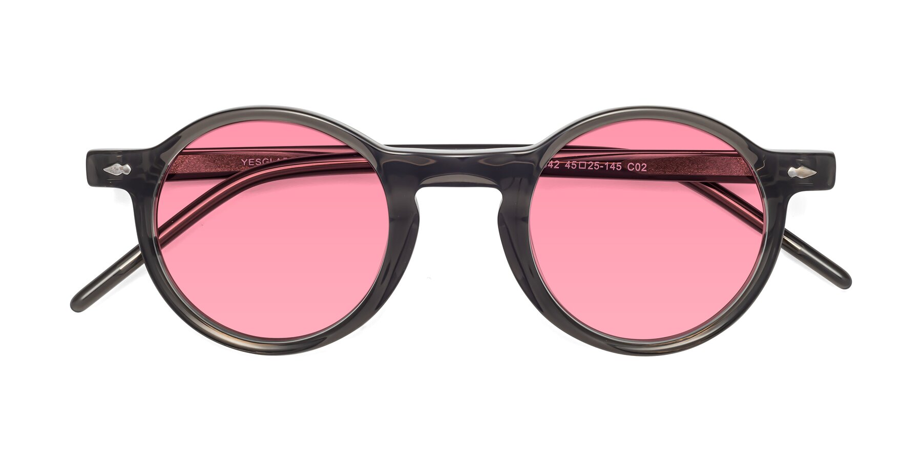 Folded Front of 1542 in Gray with Pink Tinted Lenses