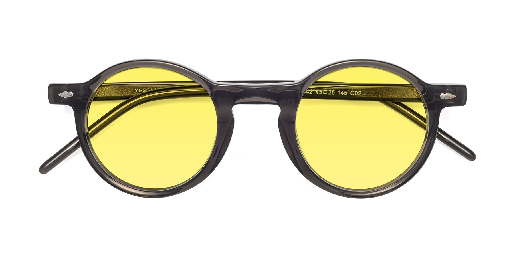 Folded Front of 1542 in Gray with Medium Yellow Tinted Lenses