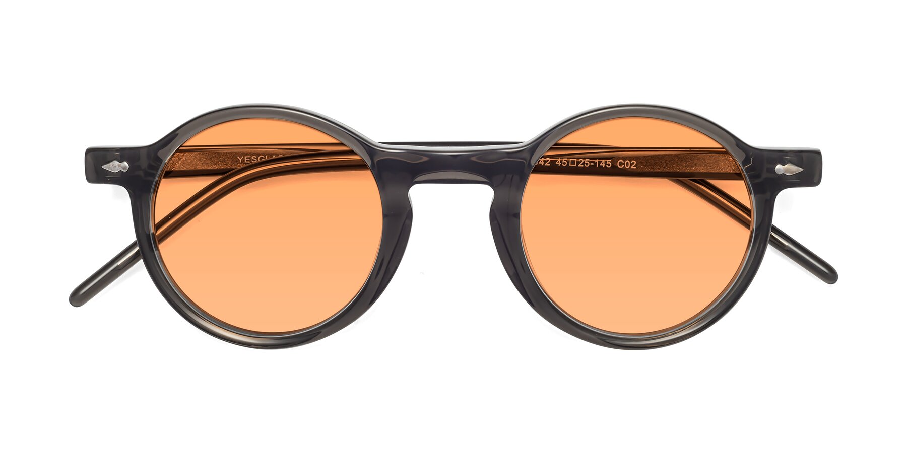 Folded Front of 1542 in Gray with Medium Orange Tinted Lenses