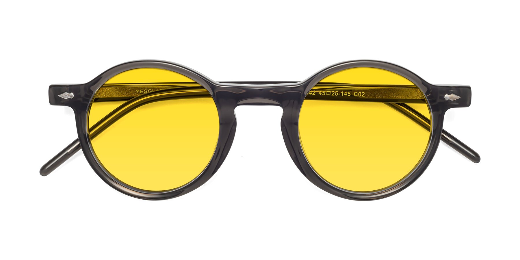 Folded Front of Marga in Gray with Yellow Tinted Lenses