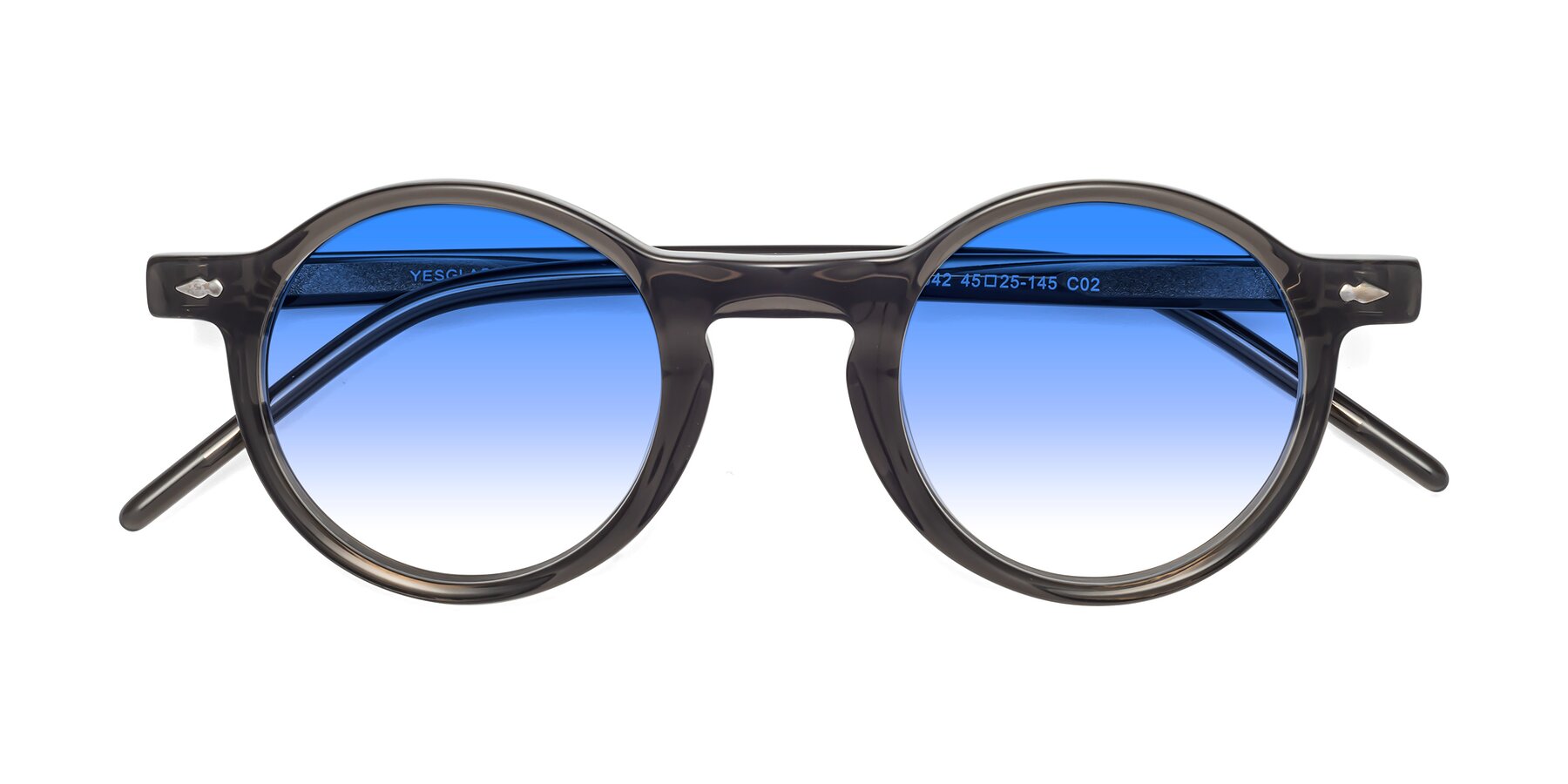 Folded Front of 1542 in Gray with Blue Gradient Lenses