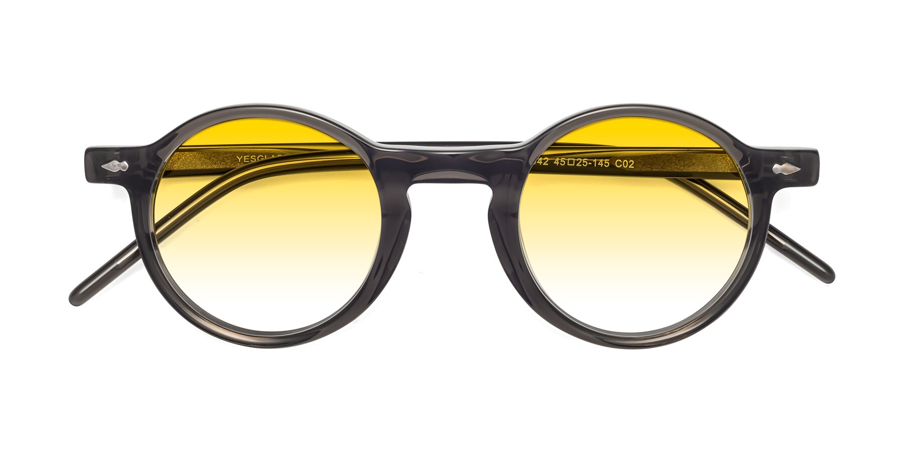 Folded Front of Marga in Gray with Yellow Gradient Lenses