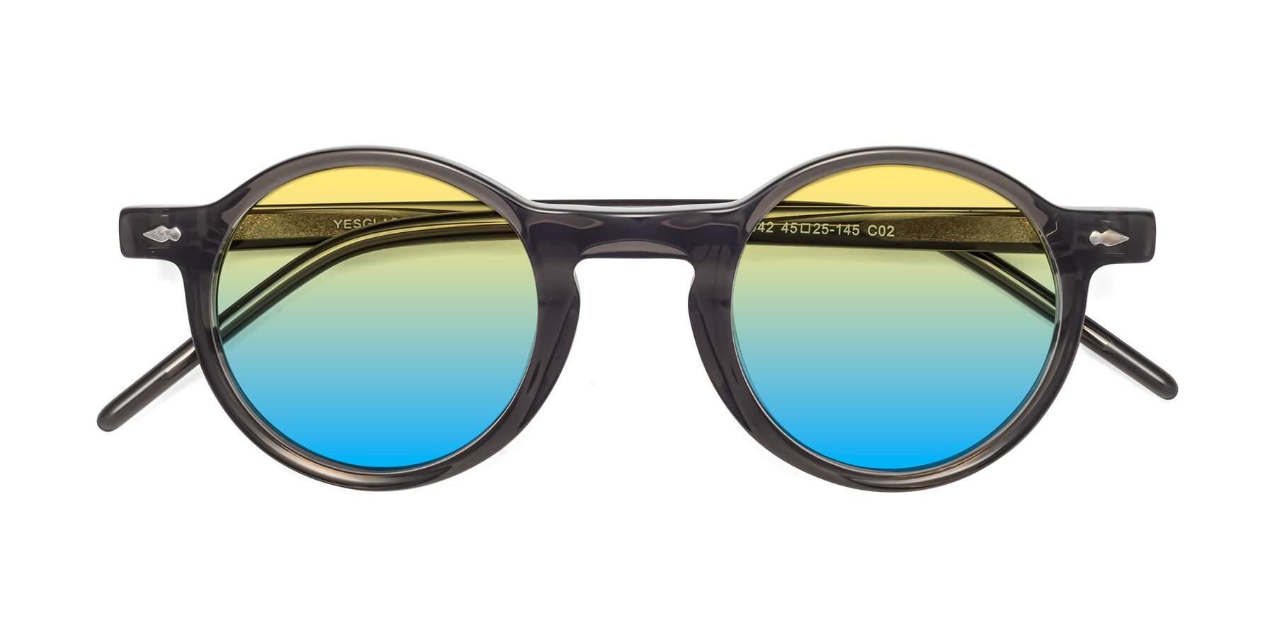 Folded Front of 1542 in Gray with Yellow / Blue Gradient Lenses