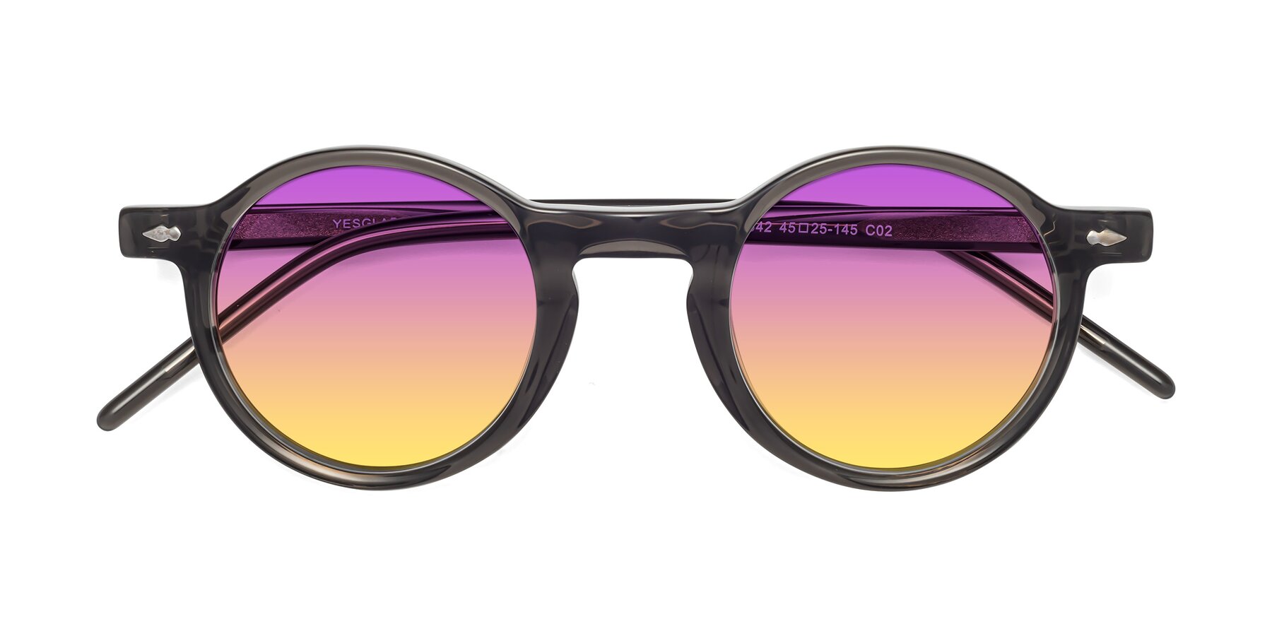 Folded Front of 1542 in Gray with Purple / Yellow Gradient Lenses