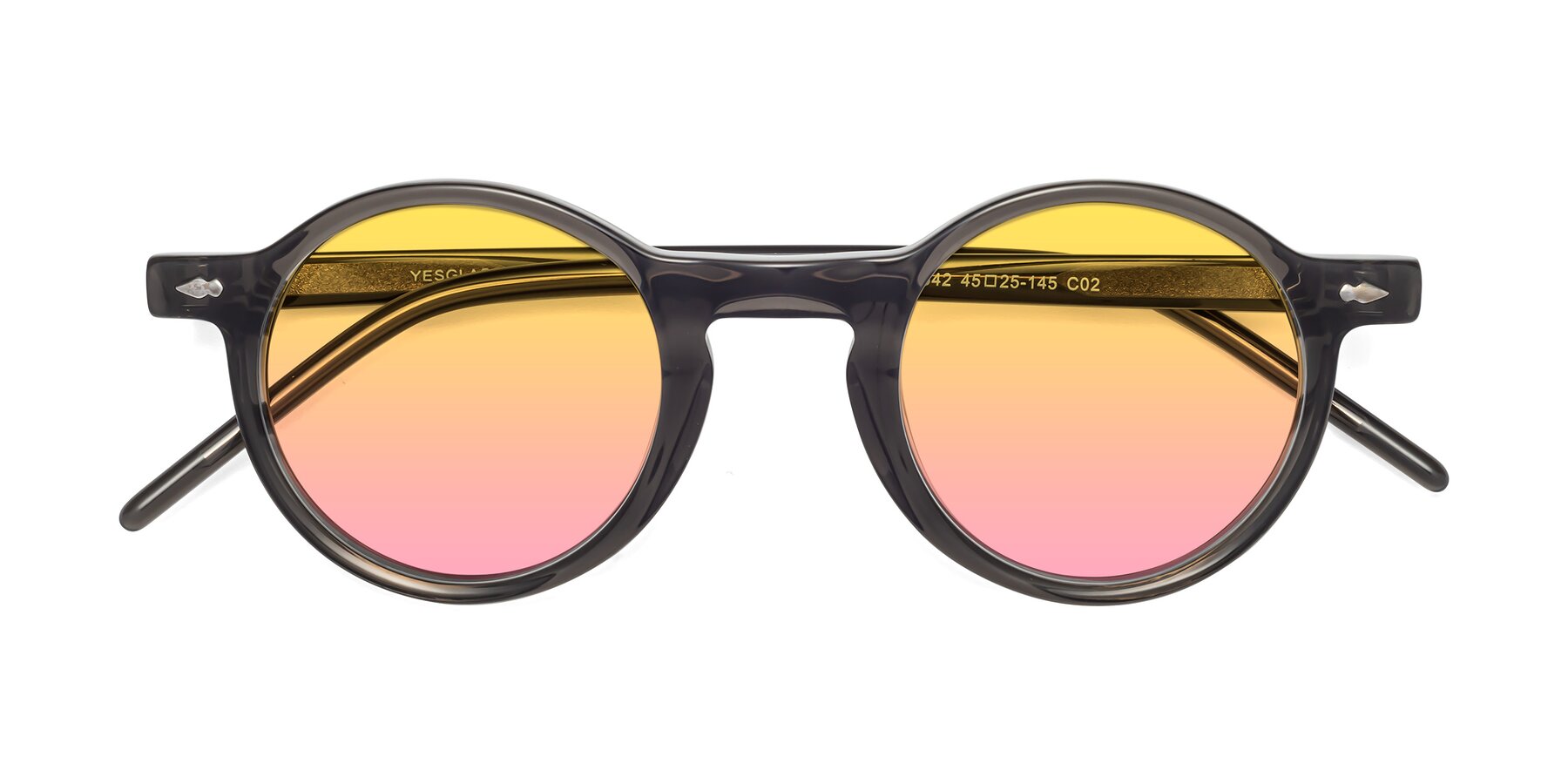 Folded Front of 1542 in Gray with Yellow / Pink Gradient Lenses