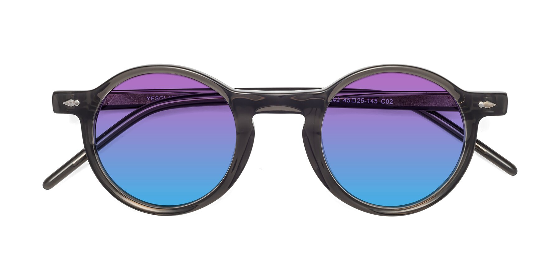 Folded Front of 1542 in Gray with Purple / Blue Gradient Lenses