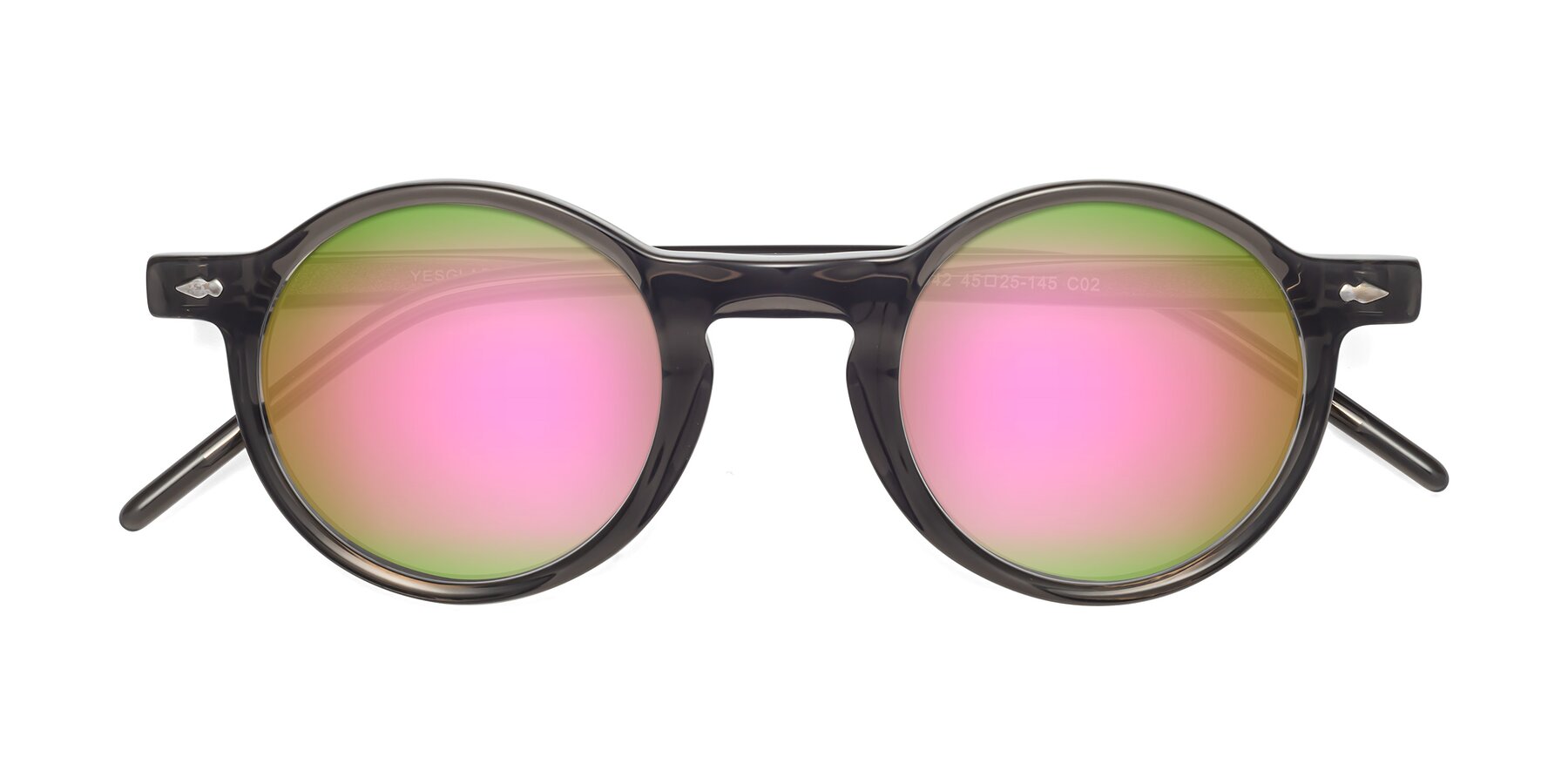 Folded Front of 1542 in Gray with Pink Mirrored Lenses